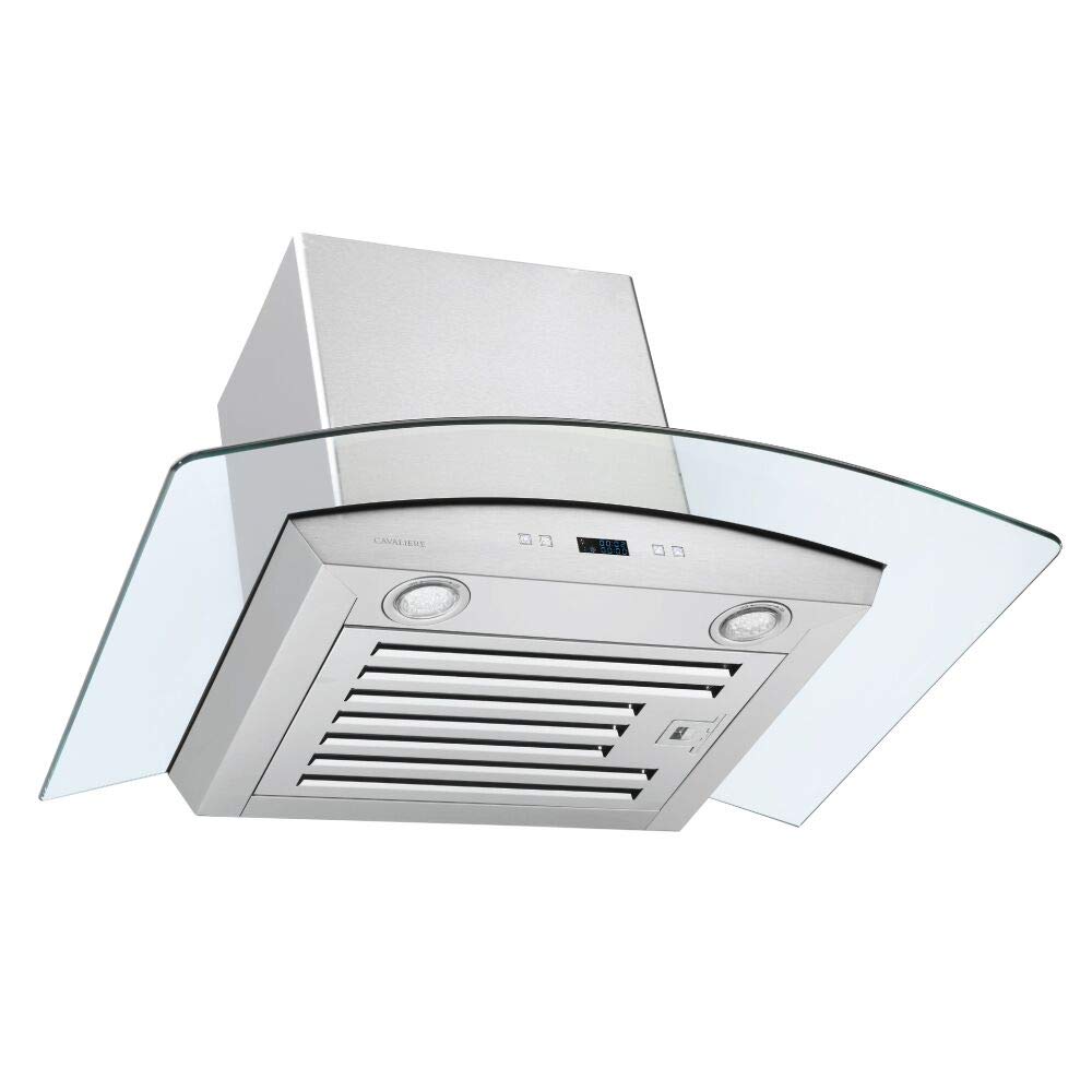 CAVALIERE 30 Inch Stainless Steel Wall Mount Range Hood - 324 CFM Powerful Kitchen Ventilation with Glass Canopy - Perfect for Modern Home Cooking & Grilling