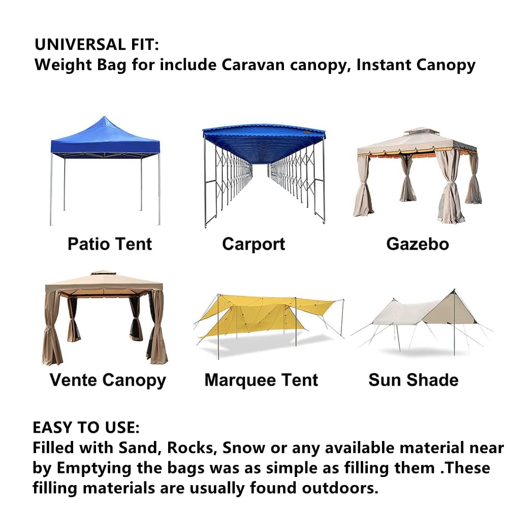 Heavy Duty Sandbag Weights for Pop Up Canopy Tent & Video Stand - Set of 4 Black Stabilizing Bags (No Sand Included) - Perfect for Outdoor Events, Trade Shows & Photography Studios