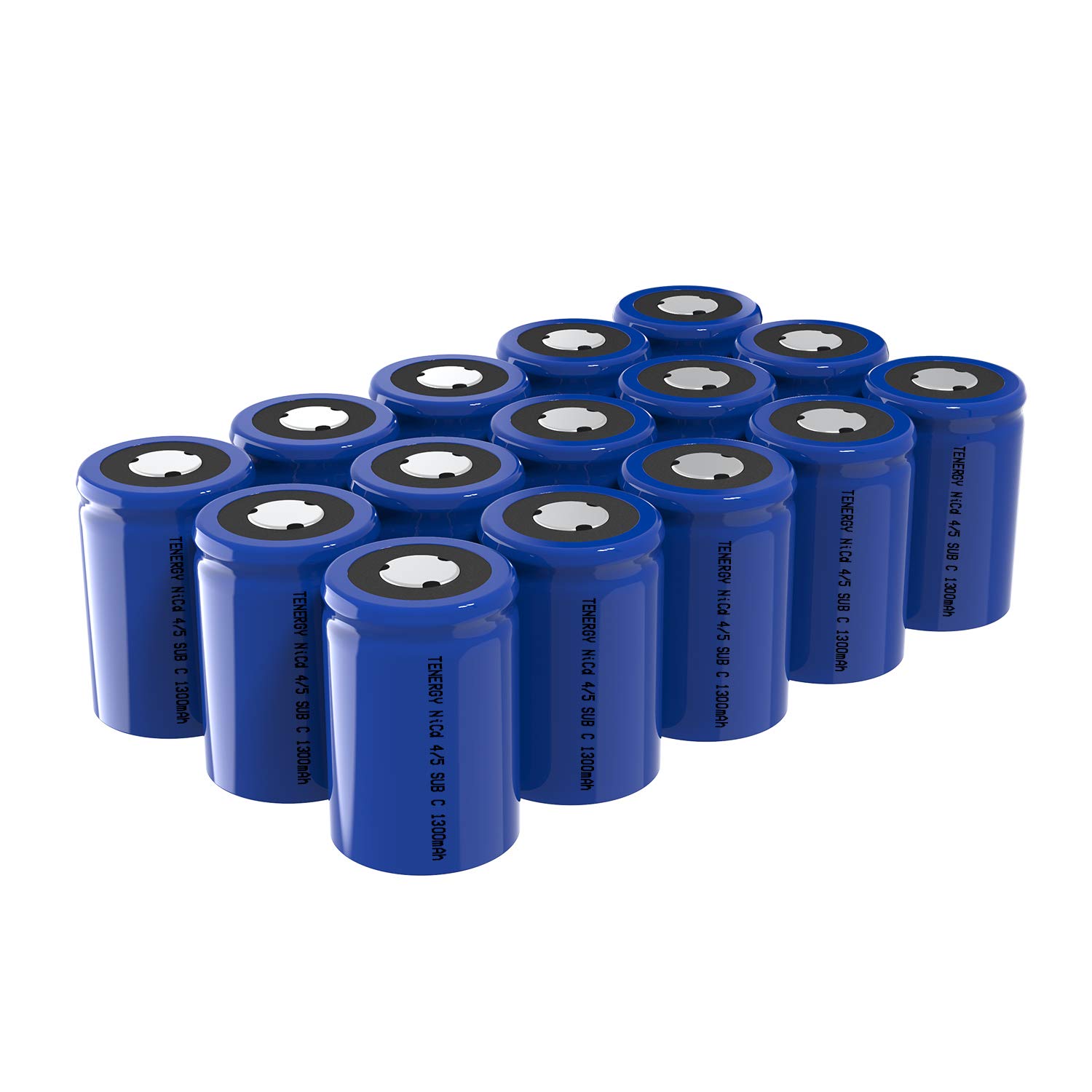 Tenergy 4/5 SubC 1.2V 1300mAh NiCD Rechargeable Batteries - 15 Pack for RC Cars, Robotics, Power Tools, and Emergency Lighting