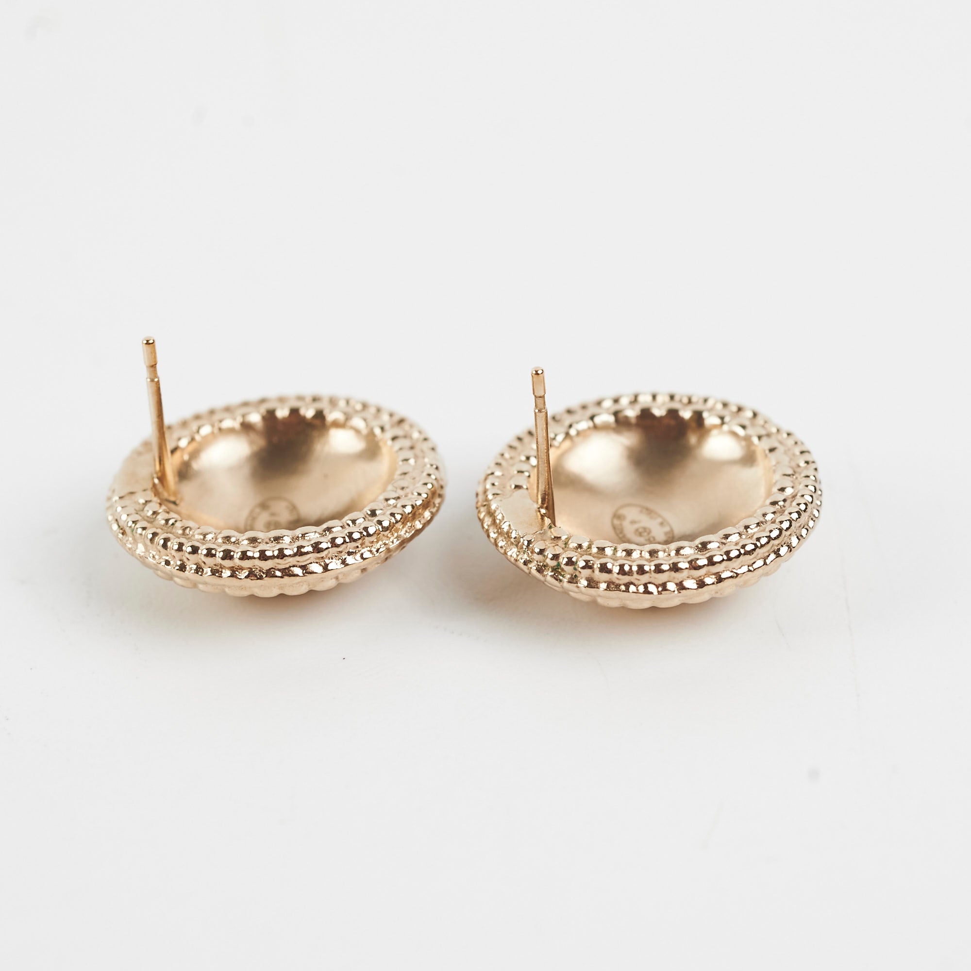 Chanel CC Logo Round Stud Earrings - Luxury Gold-Tone Fashion Jewelry for Women, Perfect for Parties, Weddings & Everyday Elegance