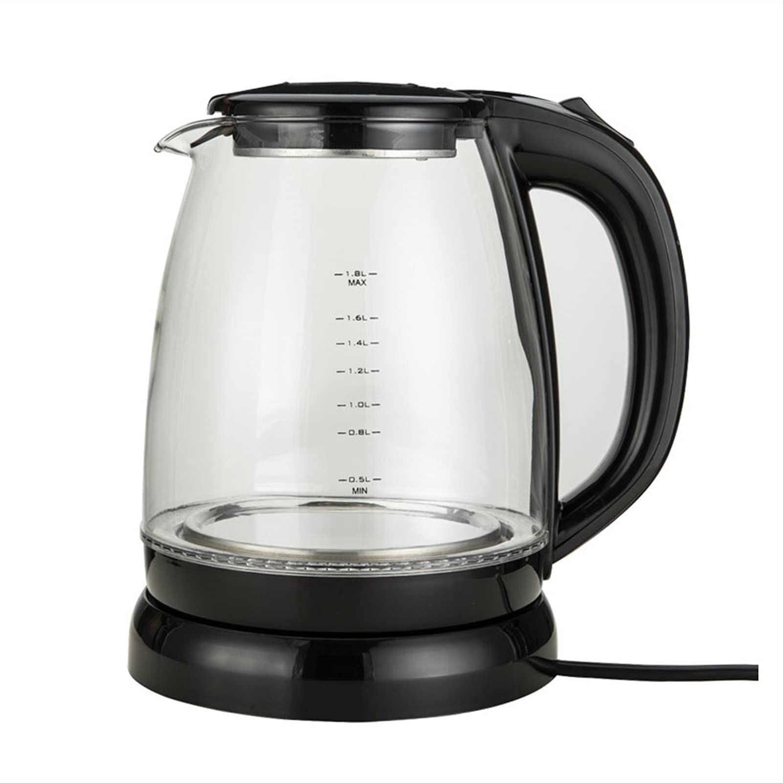 1.8L 1500W Electric Kettle - Borosilicate Glass Water Boiler for Tea & Coffee - Fast Heating Portable Kettle for Home, Office, Hotel & Travel (Black) | Perfect for Morning Brews, Afternoon Tea & Camping Trips