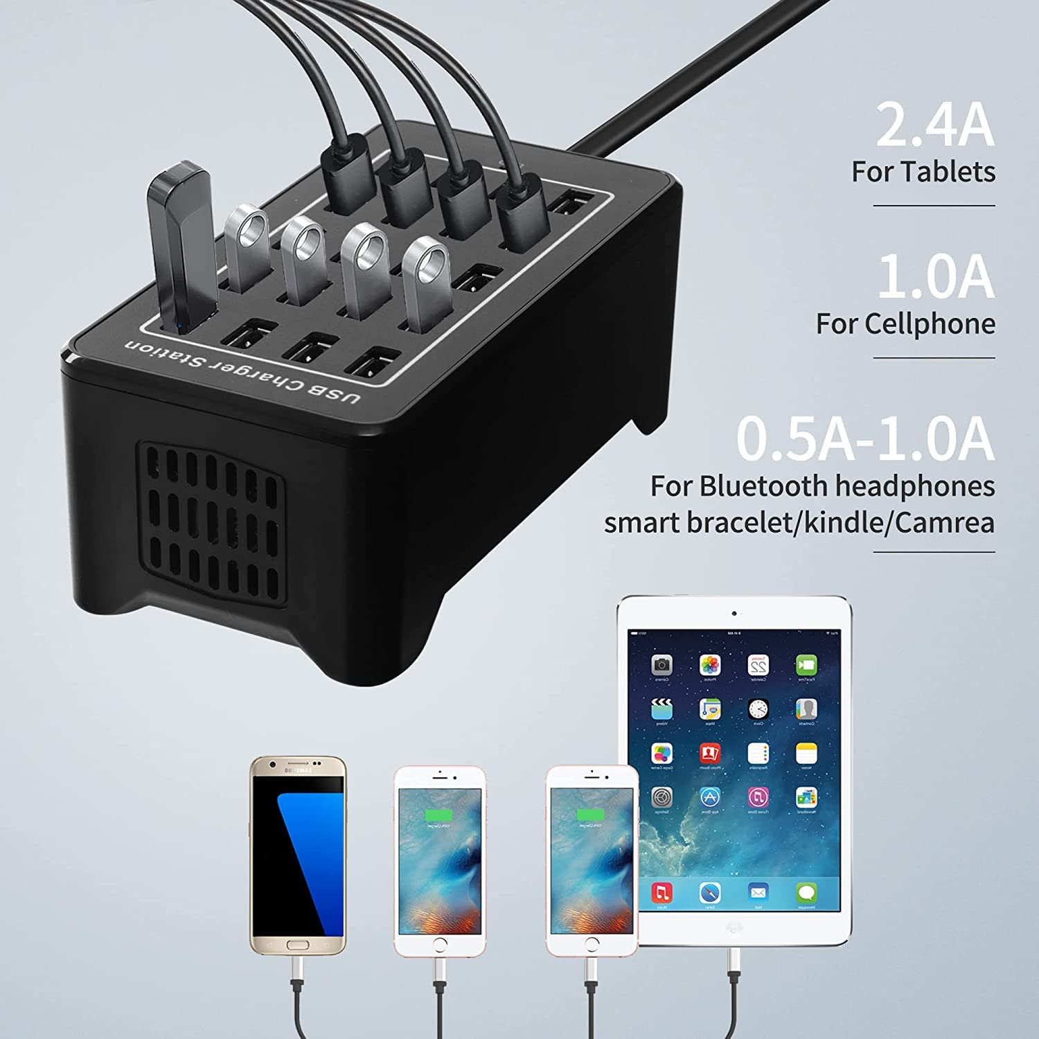 20-Port USB Charger 100W for Smartphones & Tablets - Home & Office Use