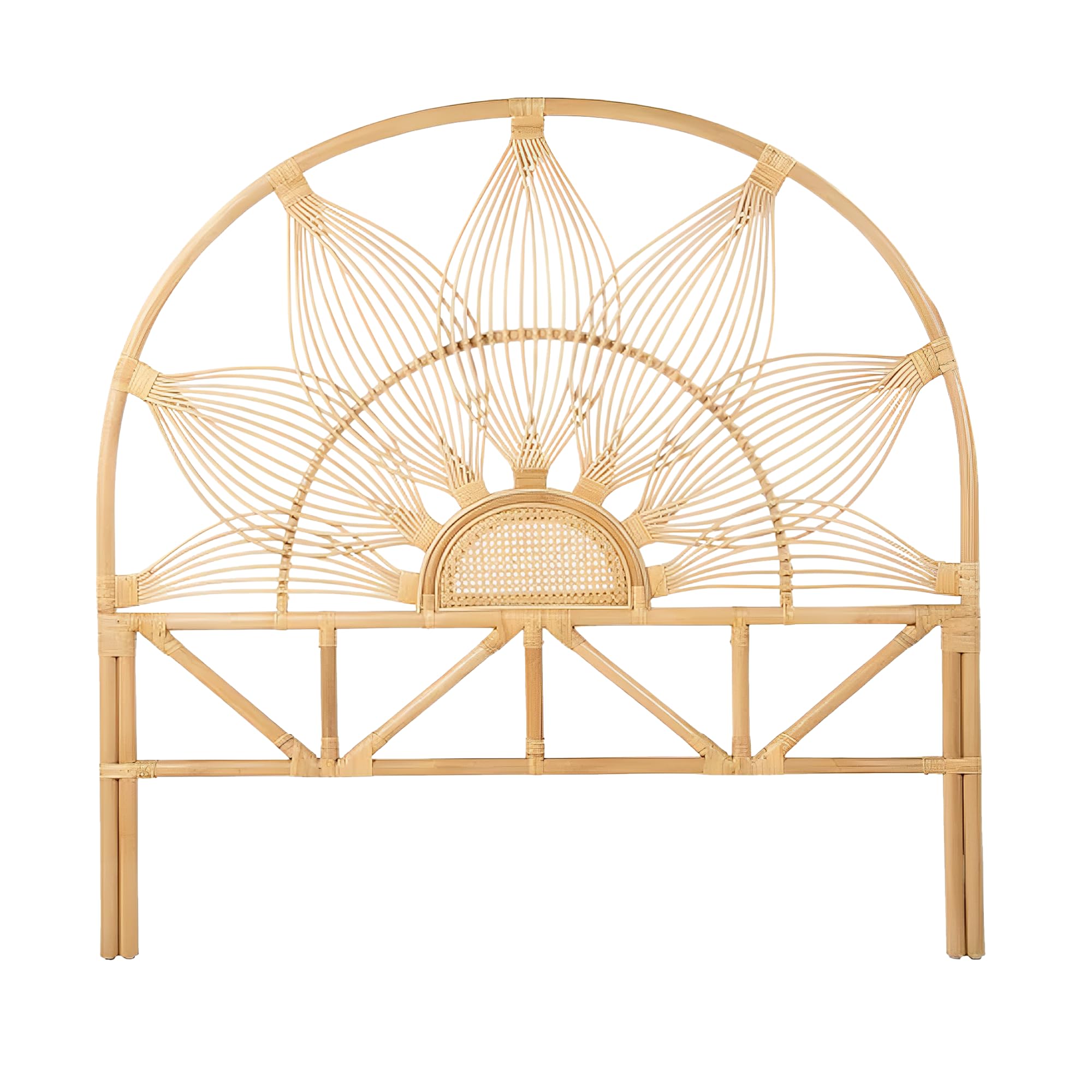 Kouboo Sunflower Rattan Full Headboard - Natural Bohemian Bedroom Decor for Full Size Beds - Perfect for Tropical & Coastal Themed Bedrooms