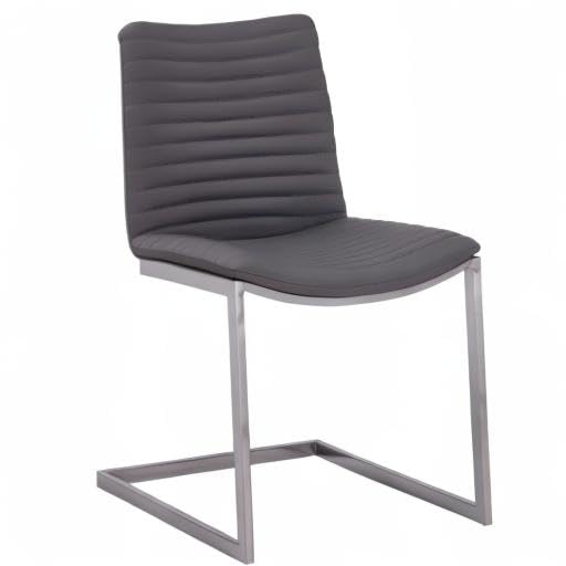 Armen Living April Contemporary Faux Leather Dining Chairs - Set of 2, 17.5