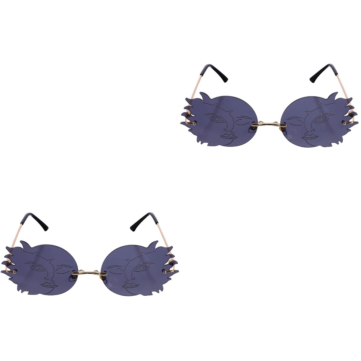 GALPADA 2-Pack Trendy Prom Sunglasses - Personalized Polygonal & Circular Frame Options, Frameless & Metal Round Glasses for Women | Perfect for Parties, Beach Outings & Fashion Accessories