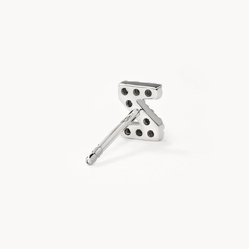 Diamond Letter Z Single Stud Earring in Sterling Silver - Perfect for Birthdays, Gifts & Personalized Jewelry