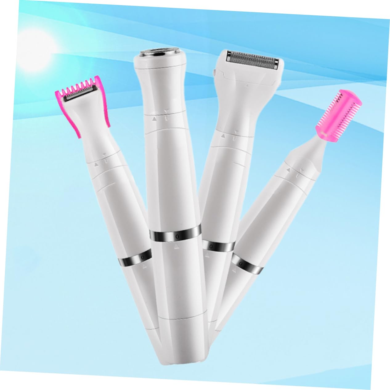IPetBoom 4-in-1 Electric Shaver for Women - Rechargeable Leg, Armpit, Face & Bikini Trimmer - Painless Hair Removal Device with LED Light (White) - Perfect for Travel, Gym & Daily Grooming Routine