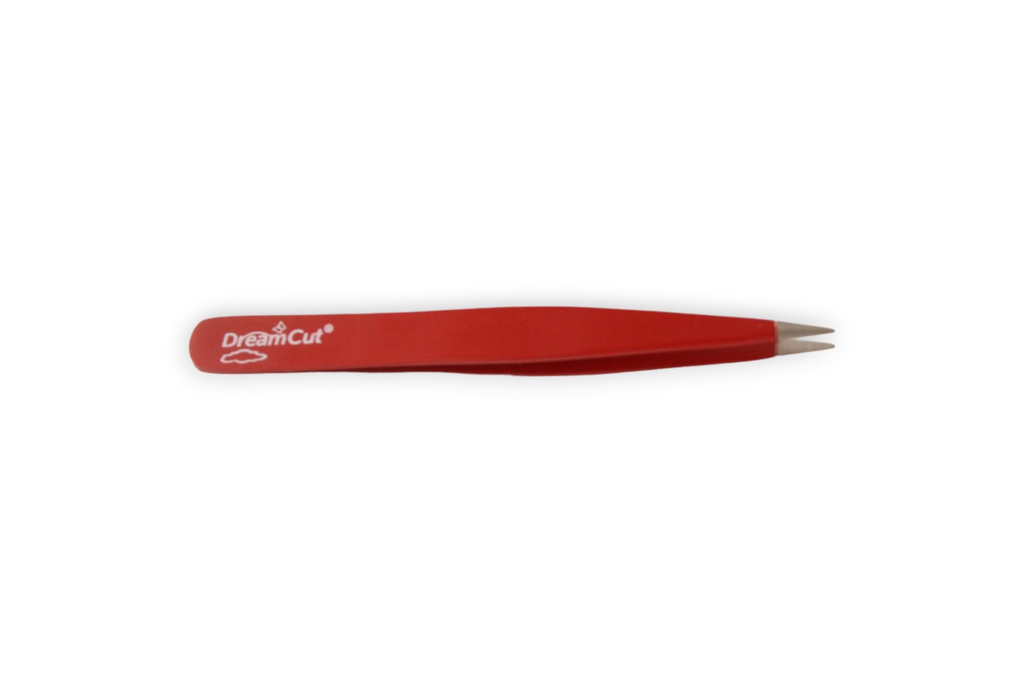 Precision Pointed Tip Tweezers - Stainless Steel Slant Tweezers for Eyebrows, Splinters & Ingrown Hairs - Professional Grooming & First Aid Essential (Red)