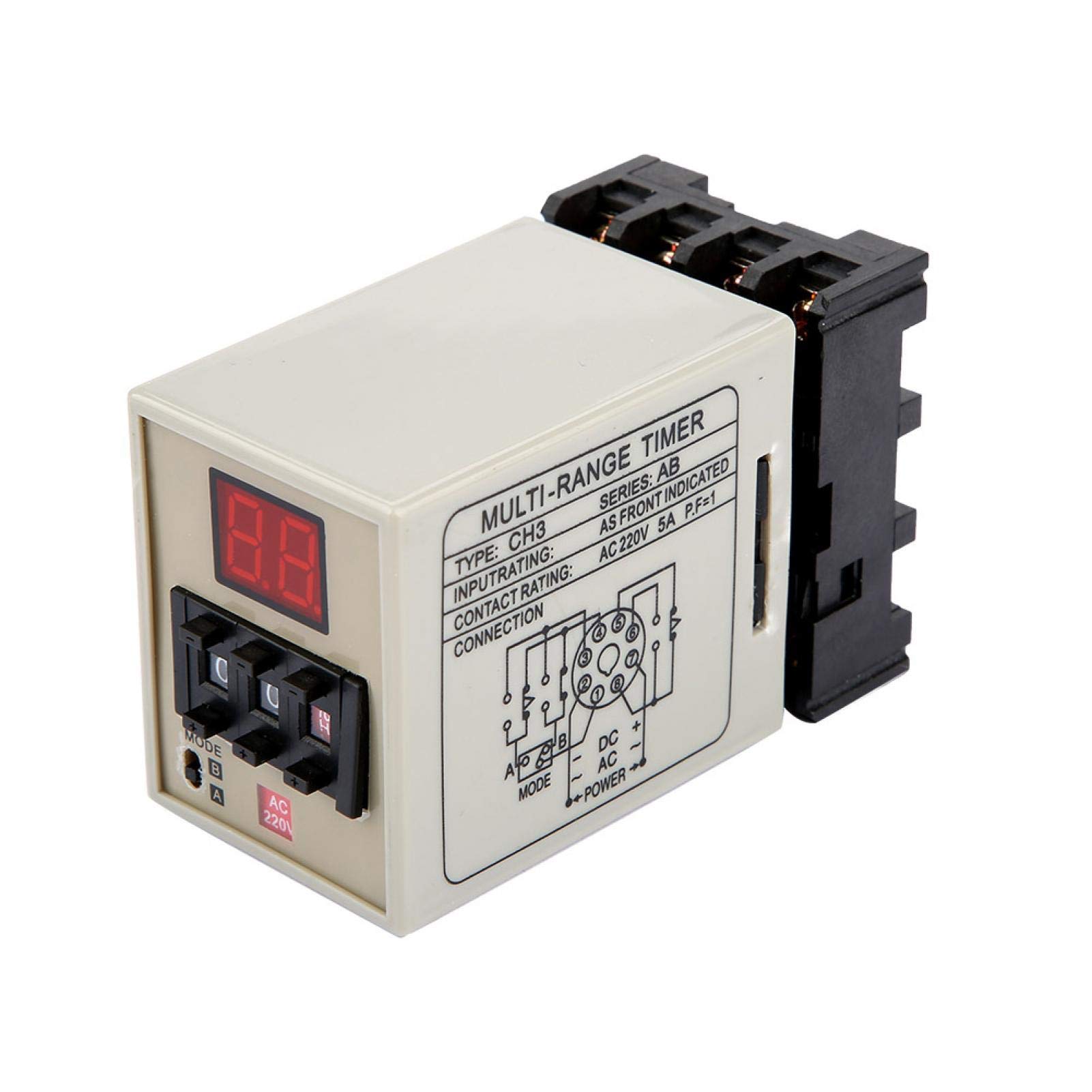 Digital Delay Timer Relay AH3-DM - Dual Mode 0.01S-99H with LED Display | 12V/24V/110V/220V/380V (DC 12V & AC 220V) | Perfect for Industrial Automation, HVAC Systems & Electrical Control Panels