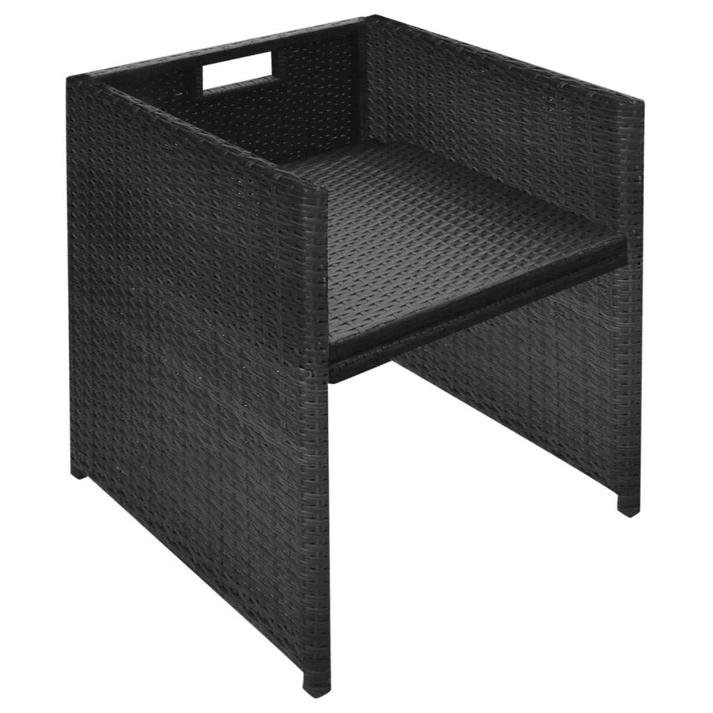 3-Piece Outdoor Patio Bar Set with Cushions - Black Poly Rattan Bistro Set for Backyard, Garden or Balcony Dining