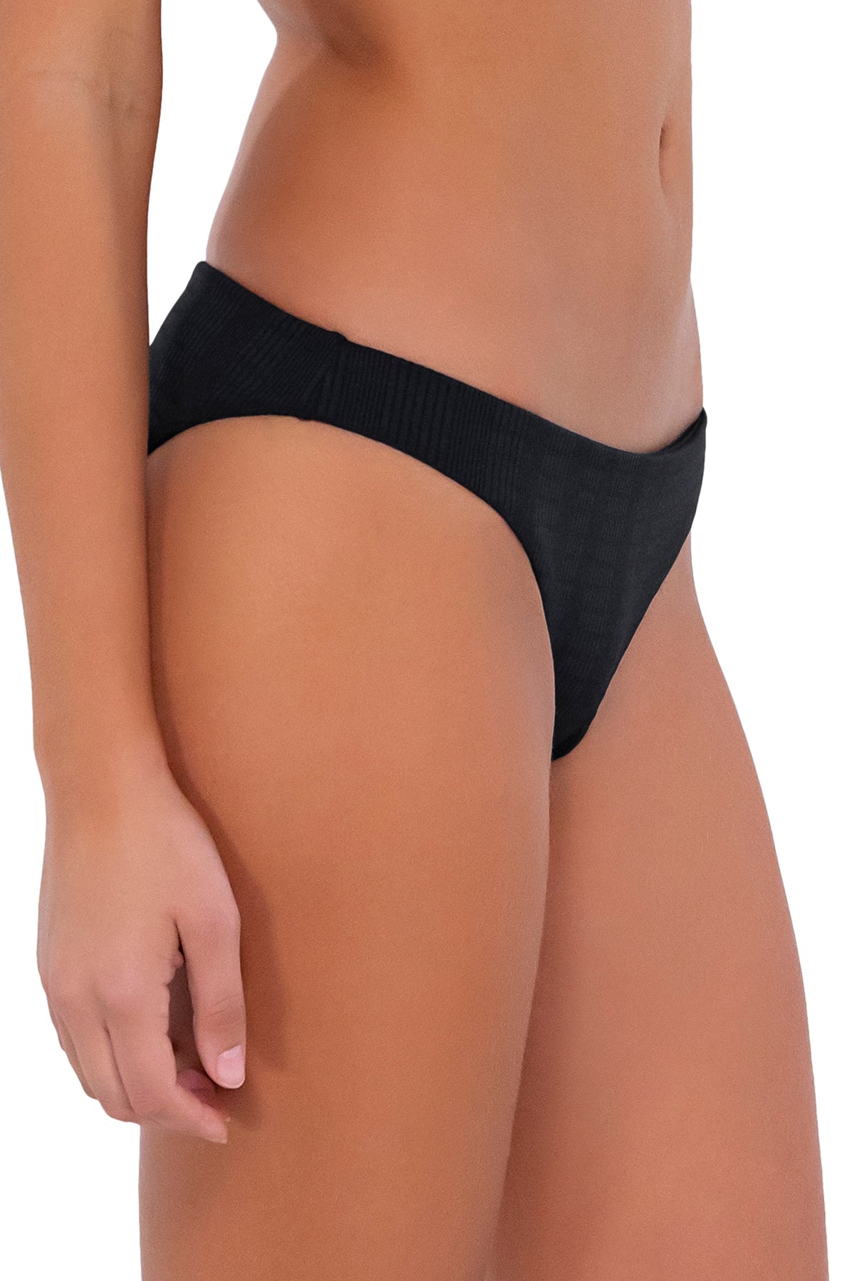 B Swim Black Baja Rib Ryder Bikini Bottom - High Waisted Swimwear for Women, Comfortable & Stylish Beachwear for Pool, Vacation & Summer Activities