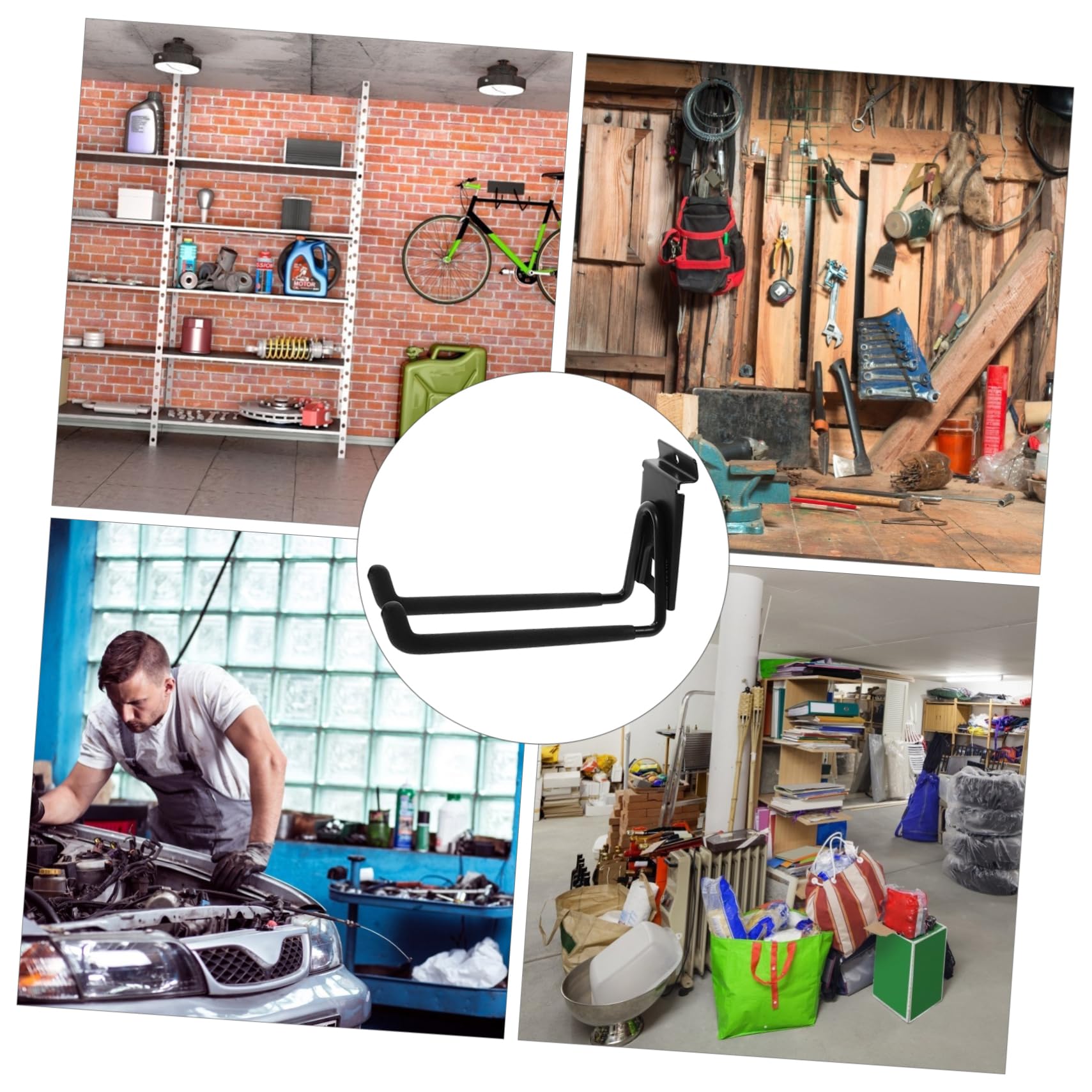 Veemoon 8 Inch Heavy Duty Wall-Mounted Metal Hook - Garden Tool Organizer & Bike Hanger for Bicycles, Shovels, Rakes - Perfect for Garage, Shed & Outdoor Storage