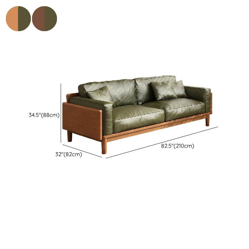 Minimalist Lime Green Scratch-Resistant Sofa & Loveseat with Wood Square Arms, Wide Pillow Back & 3 Throw Pillows - 3/4/5 Seater for Living Room, Lounge & Home Office