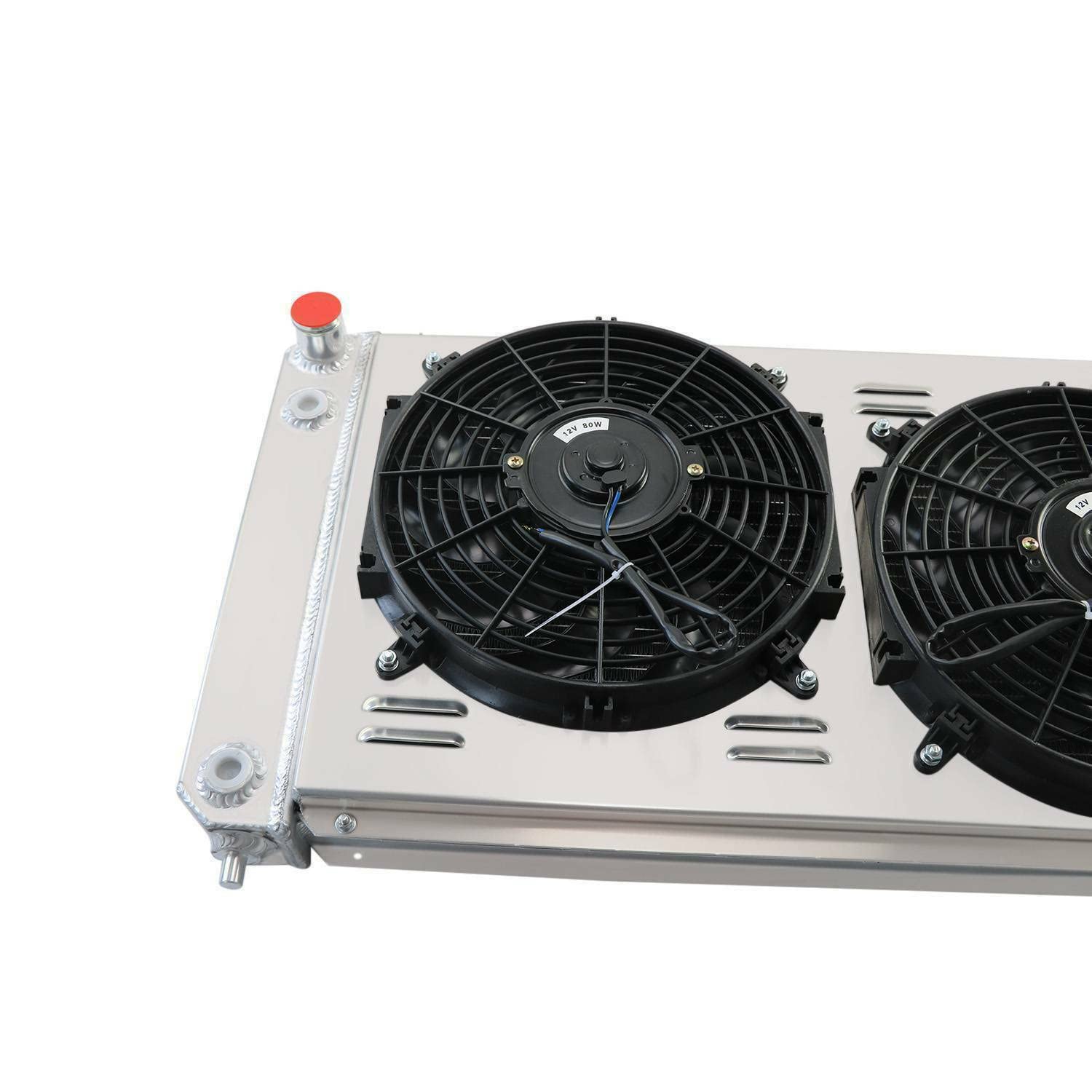 1994-2005 Chevy Blazer S10 GMC Sonoma Jimmy Isuzu Hombre Olds Bravada Pickup 4.3L V6 Engine All Aluminum Radiator + Fan Shroud & Thermostat Kit Combo - CU1826 4 Row Replacement Radiator for Improved Cooling Performance in Off-Road & Daily Driving