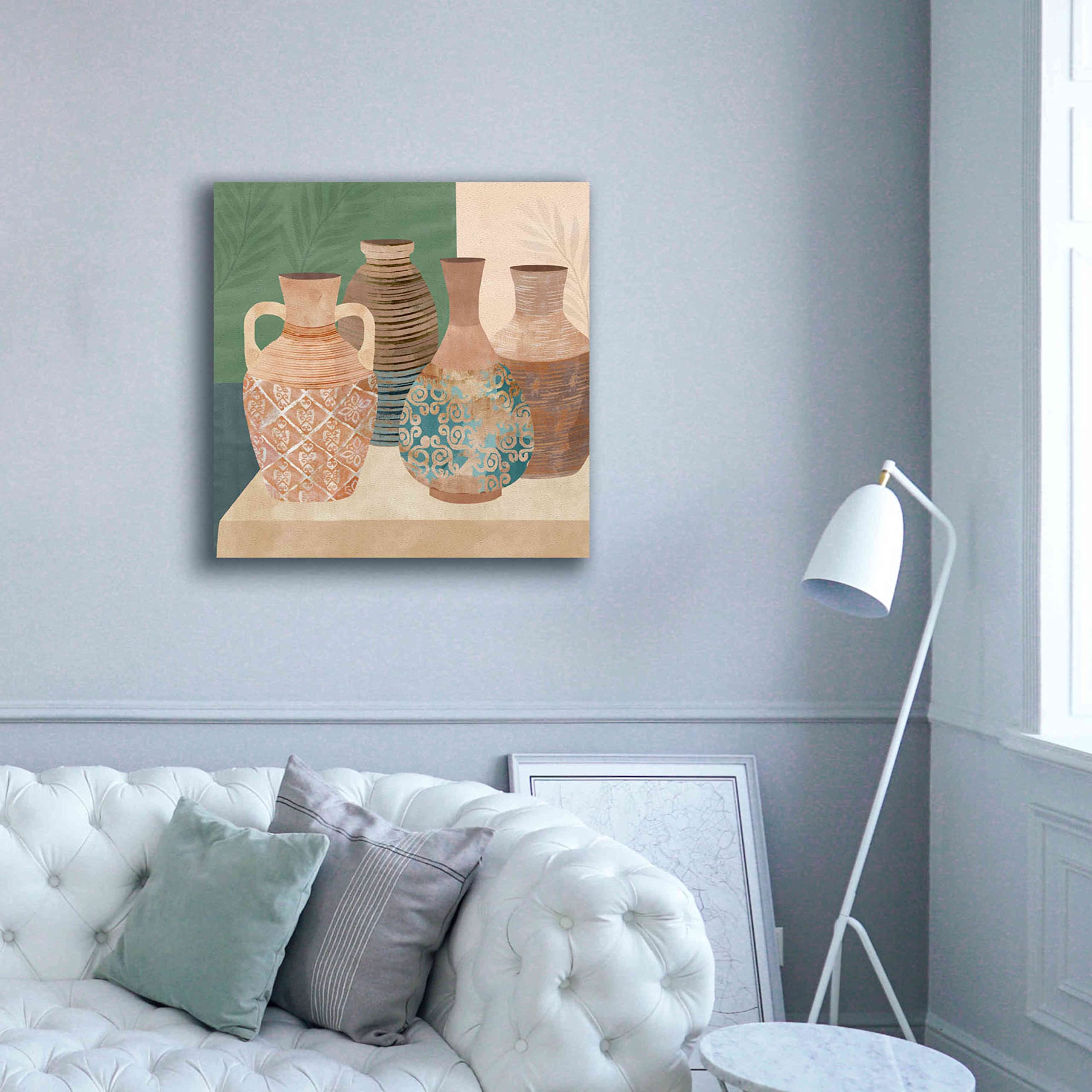 Epic Graffiti 'Earthenware Pots III' by Flora Kouta - 37x37 Inch Giclee Canvas Wall Art Print - Modern Abstract Home Decor for Living Room, Bedroom & Office