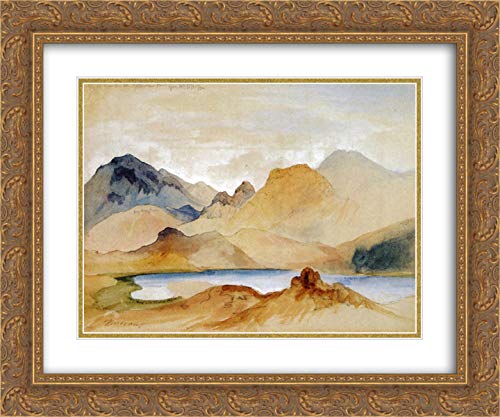 Thomas Moran Yellowstone River Watercolor Art Print - 24x20 Gold Ornate Framed Double Matted Museum Quality Wall Decor for Living Room, Office & Gallery Display