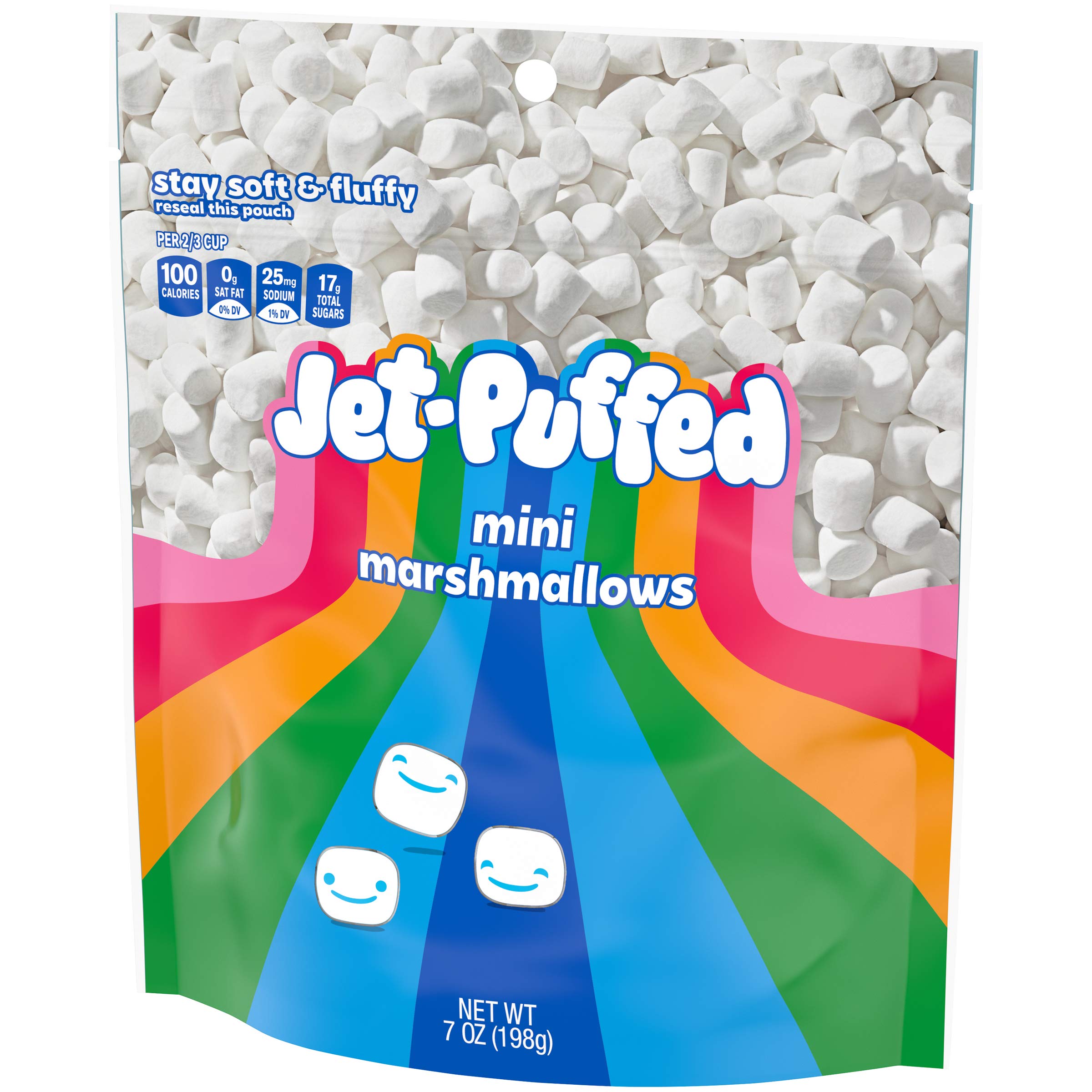 Jet-Puffed Mini Marshmallows 7 oz (4 Pack) - Resealable Bags for Hot Chocolate, Baking & Campfire S'mores - Perfect for Desserts, Snacks & Party Treats