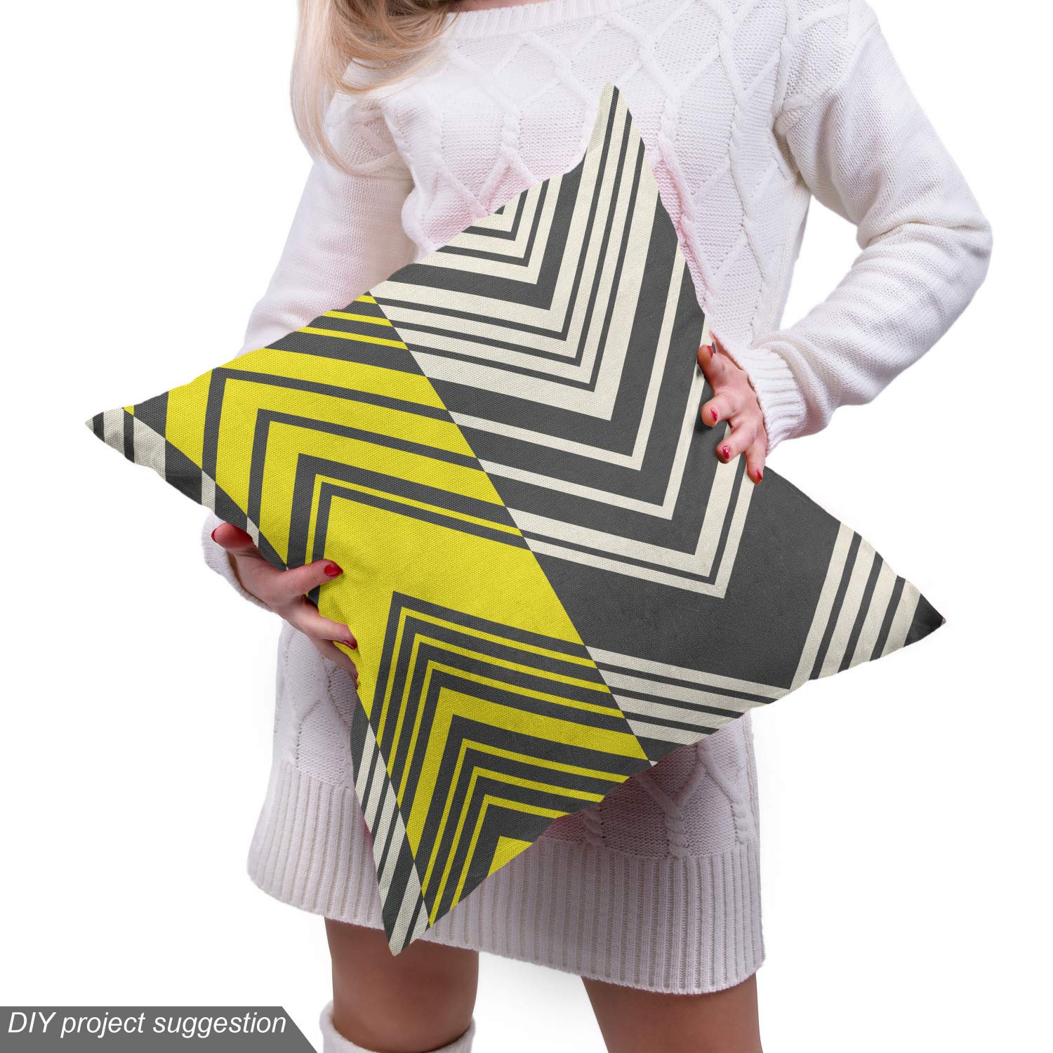 Ambesonne Yellow Chevron Fabric - 10 Yards for Upholstery & Home Decor