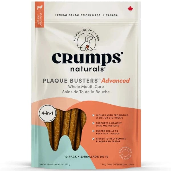 Crumps' Naturals Plaque Busters Advanced Whole Mouth Dental Sticks for Dogs - Tartar Control & Fresh Breath - Vet Recommended Dental Chews for Small, Medium & Large Breeds - Perfect for Daily Oral Care & Teeth Cleaning