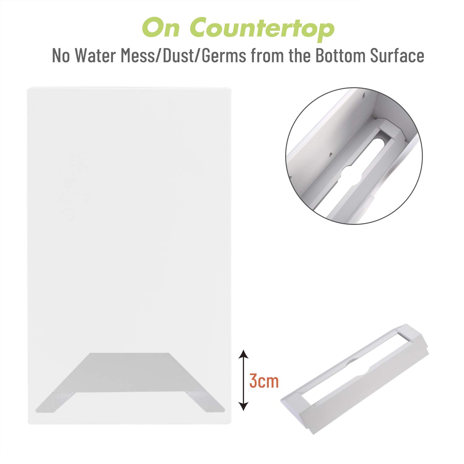 Eco-Friendly Bamboo Paper Towel Dispenser with Lid - Wall Mount or Countertop Holder for Multifold, C Fold, Z Fold & Trifold Towels - Perfect for Kitchen, Bathroom & Commercial Use (White)