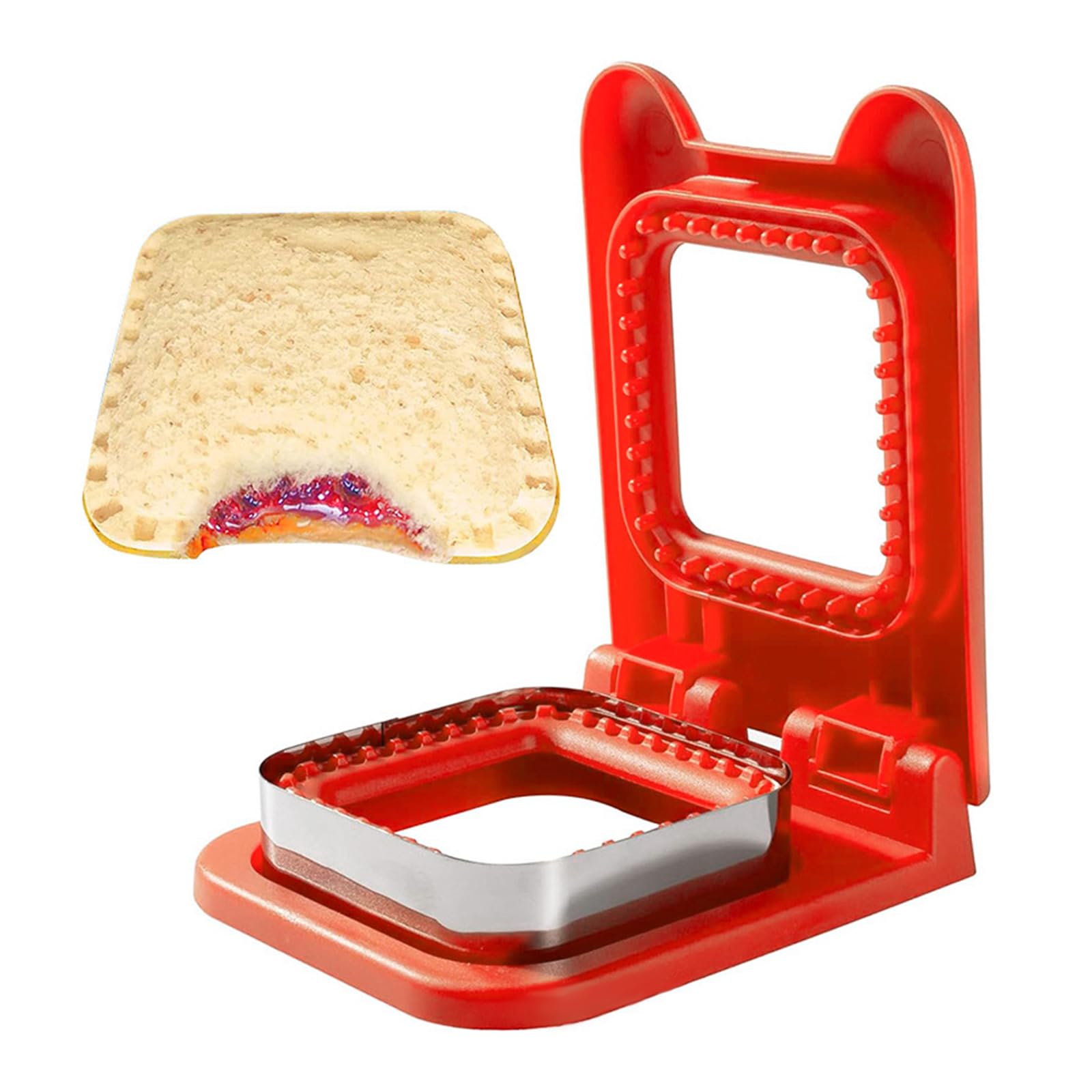 Best Sandwich Cutter and Sealer - Square Breakfast Sandwich Maker for Kids Lunch, Uncrustables DIY Sandwich Maker Tool (Red) - Perfect for School Lunches, Picnics, and Quick Snacks
