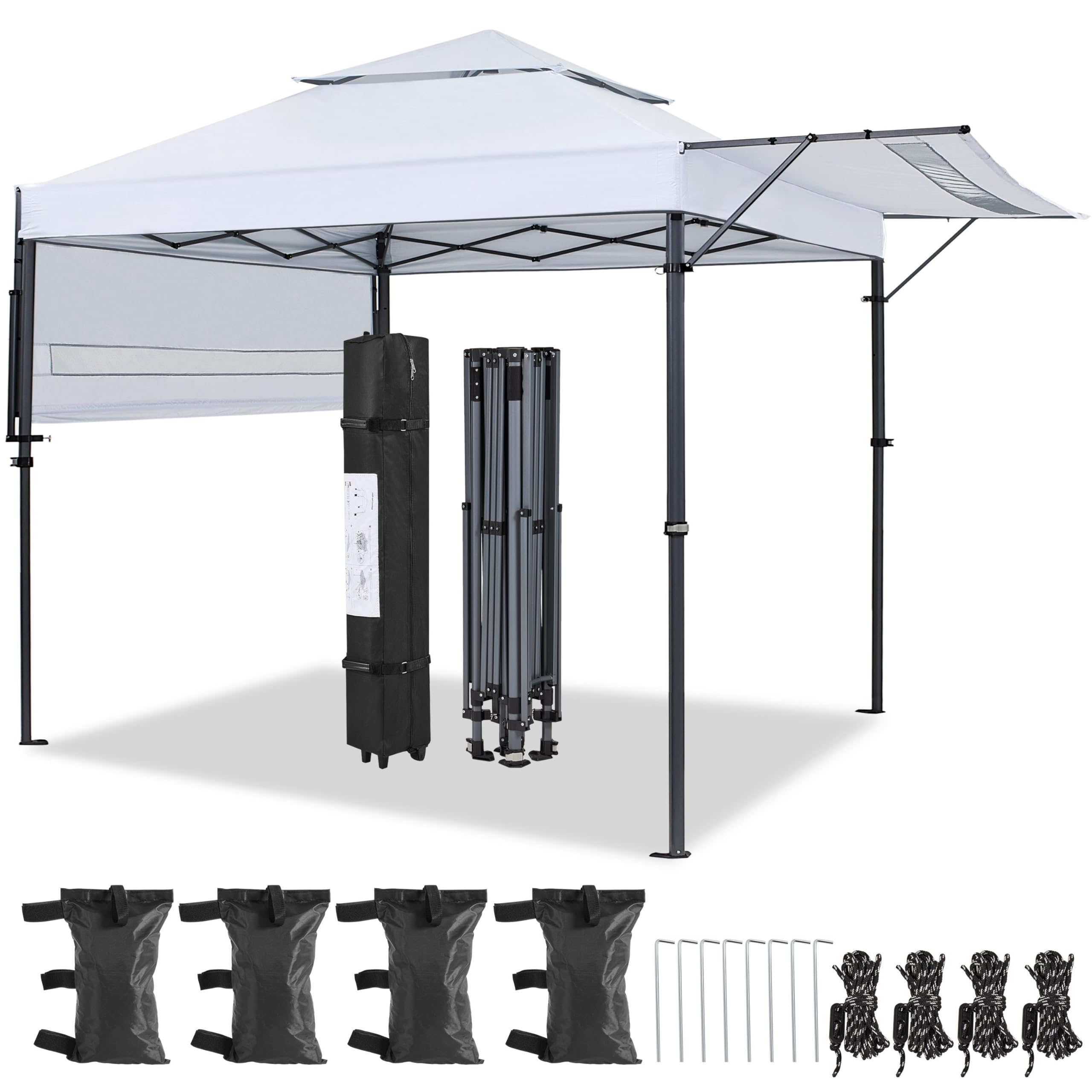Yaheetech 10x17ft Pop Up Canopy Tent with Adjustable Awnings - Heavy Duty Instant Shelter for Outdoor Events, Parties, Camping & Backyard - Ventilation Design, Wheeled Carry Bag & Easy One-Handed Setup (White)