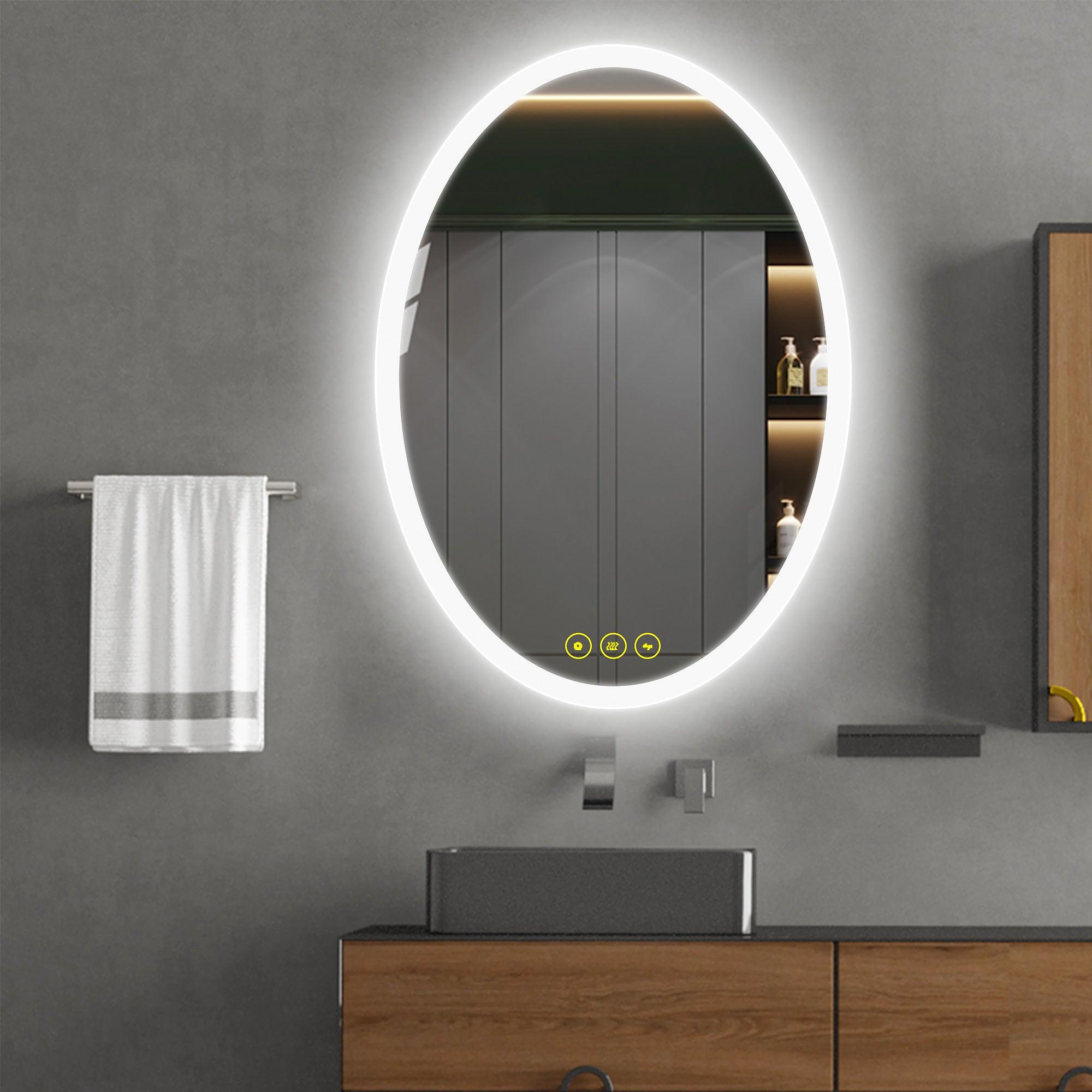 LuminaMirror Oval Frameless LED Anti-Fog Dimmable Bathroom Vanity Mirror with Touch Control - Perfect for Makeup, Shaving & Home Decor