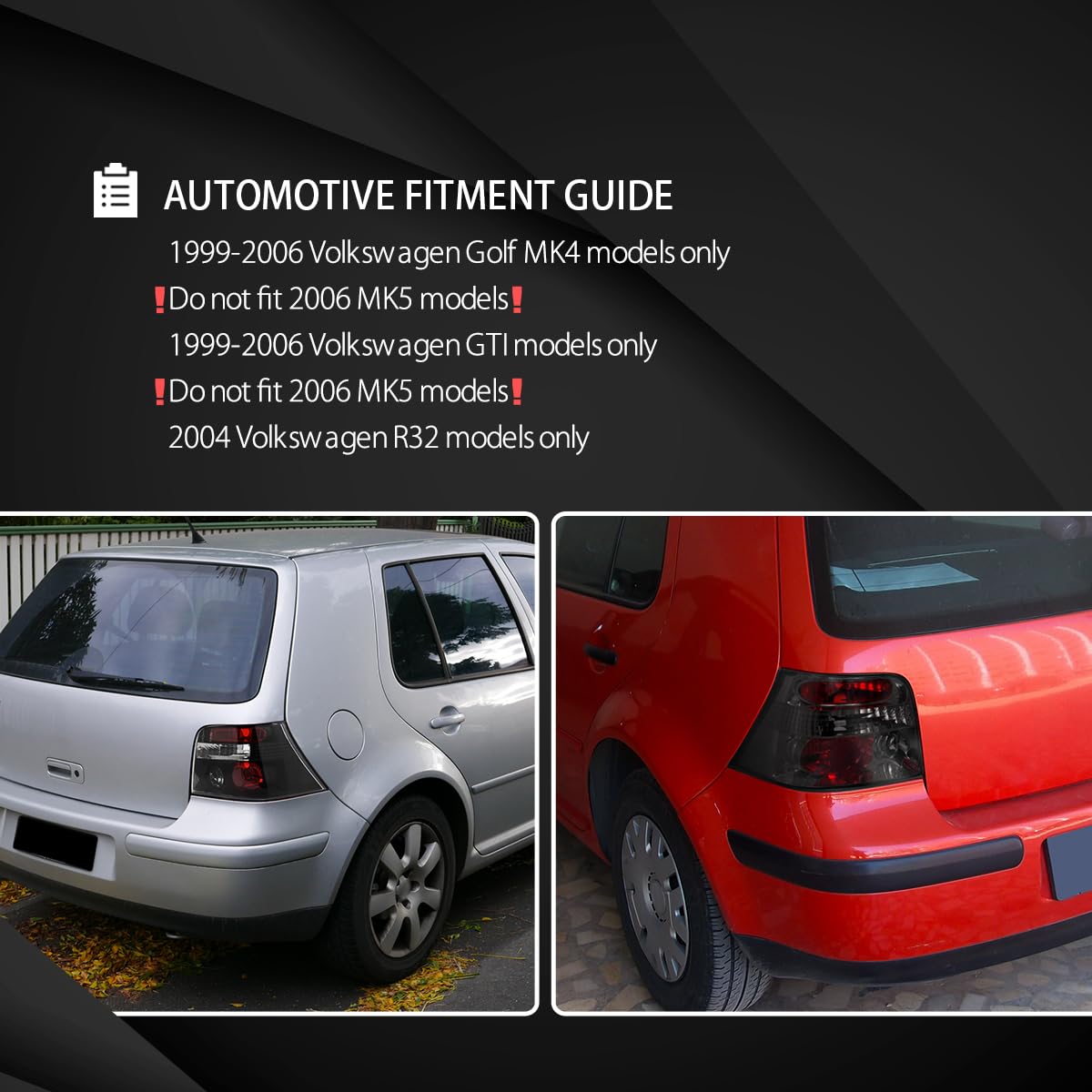 Volkswagen Golf IV MK4 1999-2006 Smoke Lens Tail Lights Pair - Left & Right Taillight Assembly Replacement - Perfect for Night Driving & Enhanced Style