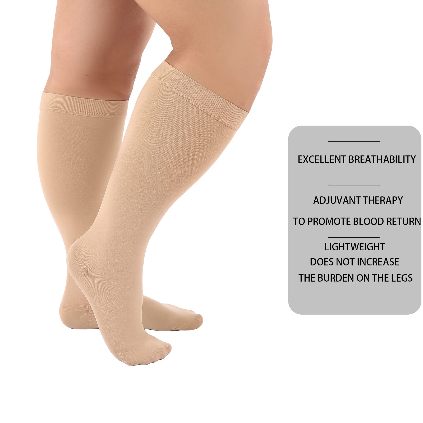 Best Compression Socks for Women & Men - Plus Size & Wide Calf Support - Extra Large Medical Stockings for Circulation, Travel & Recovery