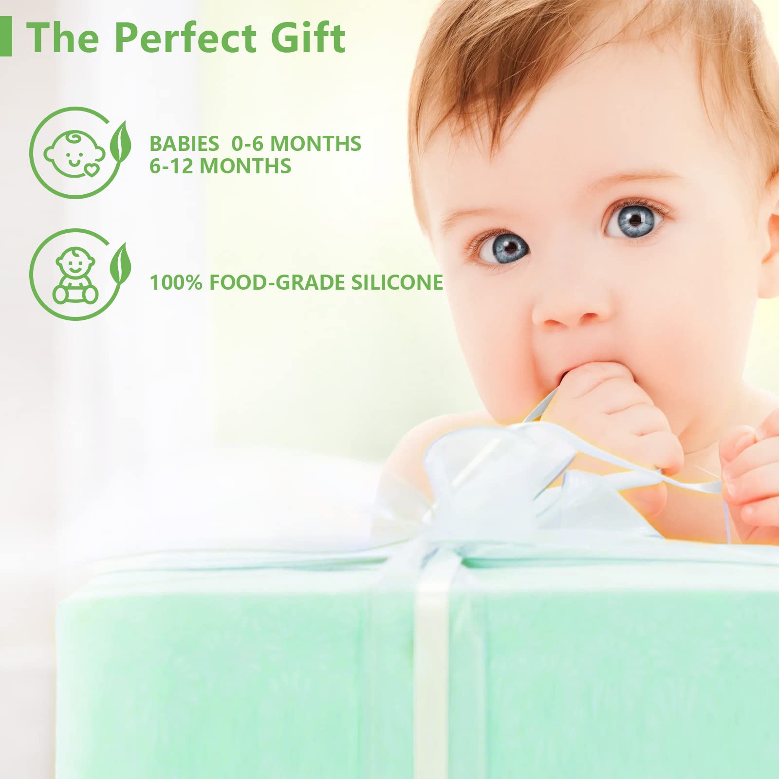 Organic Silicone Baby Teethers - 4 Pack Freezer Safe Teething Toys for Infants & Toddlers | Soothing Gum Relief, Sensory Chew Toys for Newborns | Perfect for Home, Travel & Daycare Use