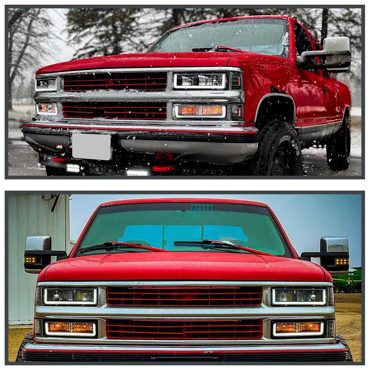 Spec-D Tuning Black LED Headlights & Bumper Lights Kit for 1994-1998 Chevy C10 C/K 1500/2500/3500 - Complete Left & Right Headlamp Assembly with Corner Lights | Perfect for Night Driving & Truck Customization