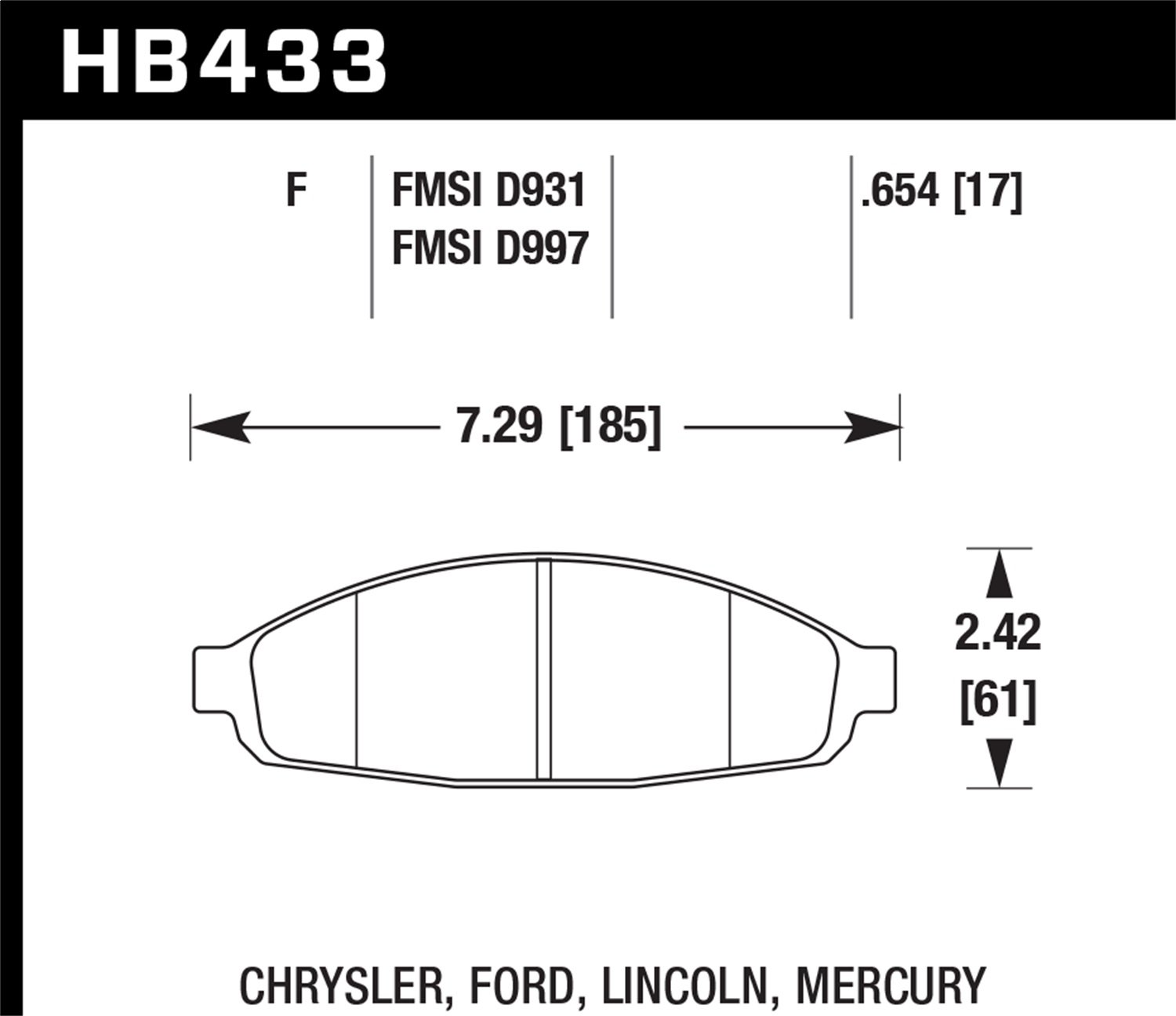 HB433F.654 HPS Performance Street Brake Pads - High Performance Ceramic Brake Pads for Daily Driving & Track Use | Fits [Vehicle Models] | Smooth Stopping Power for City Commute & Performance Driving