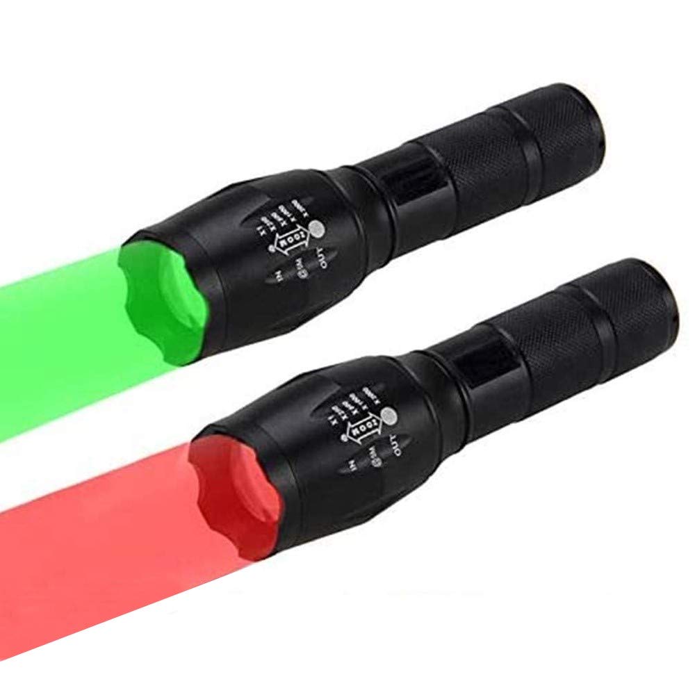 BESTSUN Predator Hunting Light - 350 Yards Zoomable Green & Red LED Flashlight for Night Hunting Coyotes, Hogs, Varmints - Tactical Light for Outdoor, Camping, Security & Emergency Use
