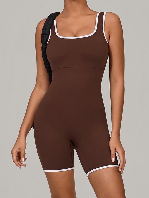 ZASUWA Women's U Neck Contrast Stripes Backless Romper Jumpsuit - Sexy Summer Outfit for Beach, Party & Nightclub
