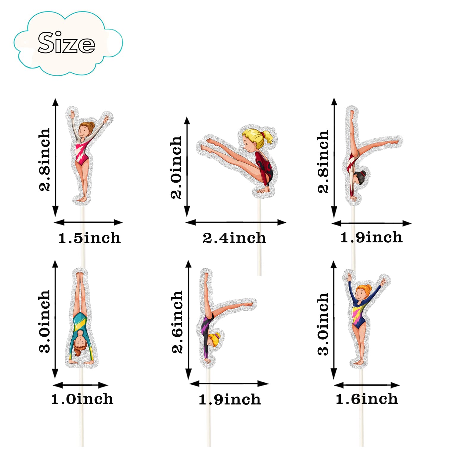 18Pcs Gymnastics Cupcake Toppers - Gymnast Cake Decorations for Birthday & Baby Shower - Happy Birthday Cake Picks for Gymnast Girl - Perfect for Gymnastics Themed Parties, Kids Celebrations & Sports Events