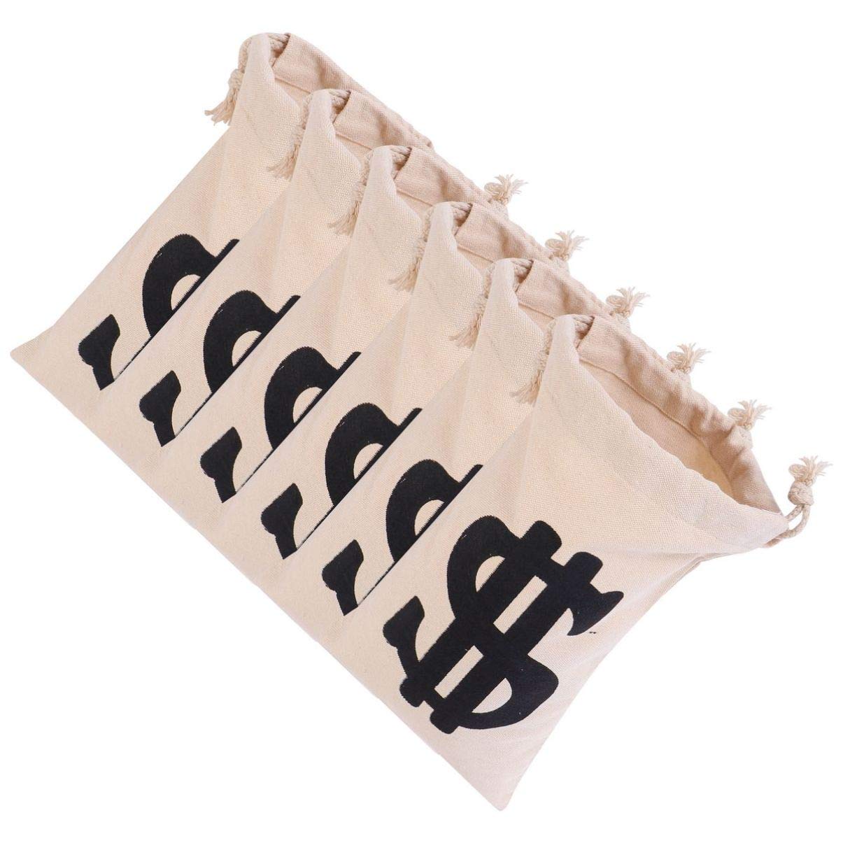 ARTIBETTER 6 Pack Cotton Drawstring Money Bags - Halloween Candy Bags, Party Favors & Gift Pouches for Trick or Treat, Birthday Parties, Wedding Favors and Special Events