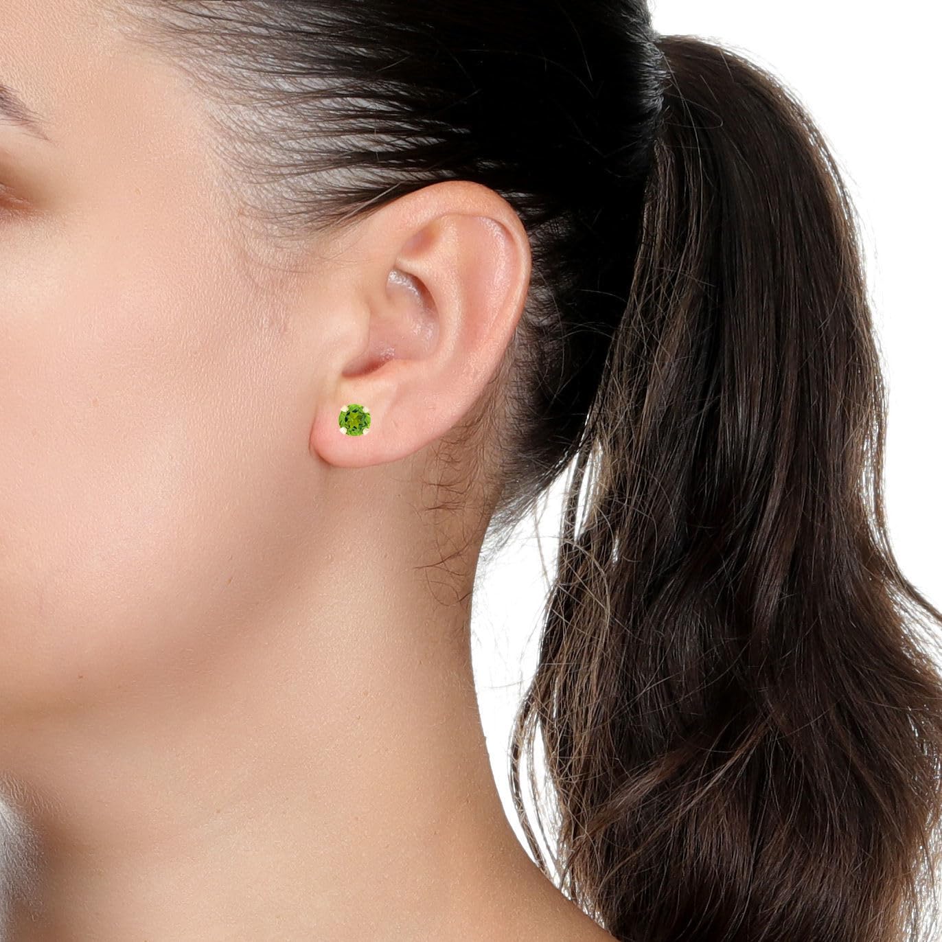 Natural Gemstone Round Stud Earrings for Women - 14k Yellow or White Gold Push Back 5mm Birthstone Jewelry by Lavari Jewelers | Perfect for Birthdays, Anniversaries & Everyday Elegance
