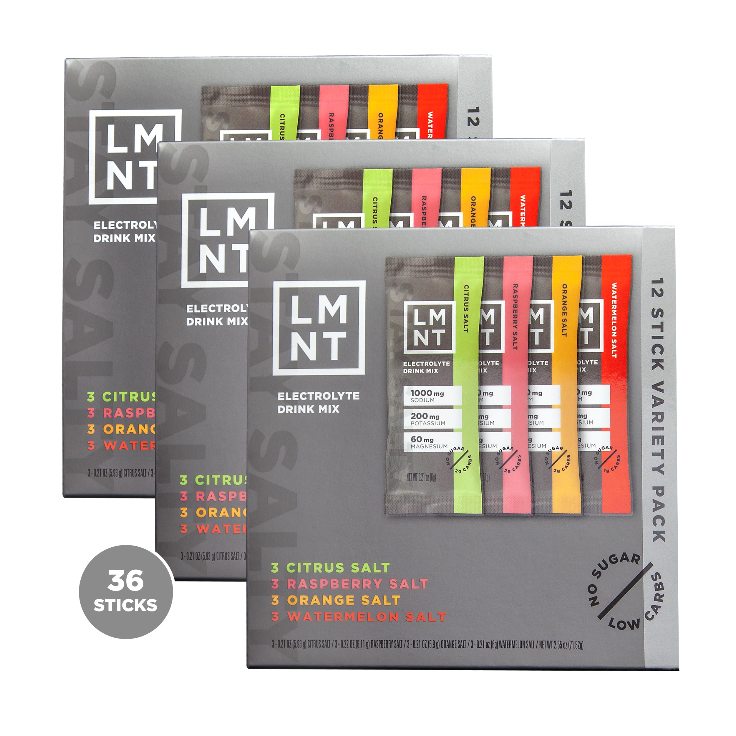 LMNT Zero Sugar Electrolyte Drink Mix Powder - 36 Count Variety Pack Bundle with Essential Minerals | Hydration for Keto, Fasting & Workouts | Perfect for Athletes, Travel & Outdoor Activities