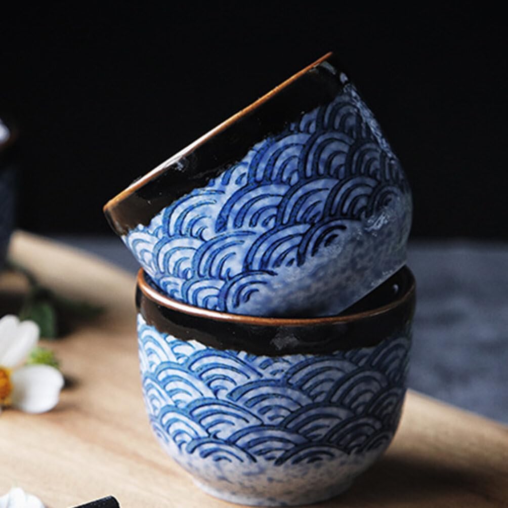 Yardwe 4-Piece Japanese Style Ceramic Tea & Sake Cup Set - Traditional Asian Tea Cups, Sake Mugs, and Coffee Cups for Home, Restaurant, and Gift Use