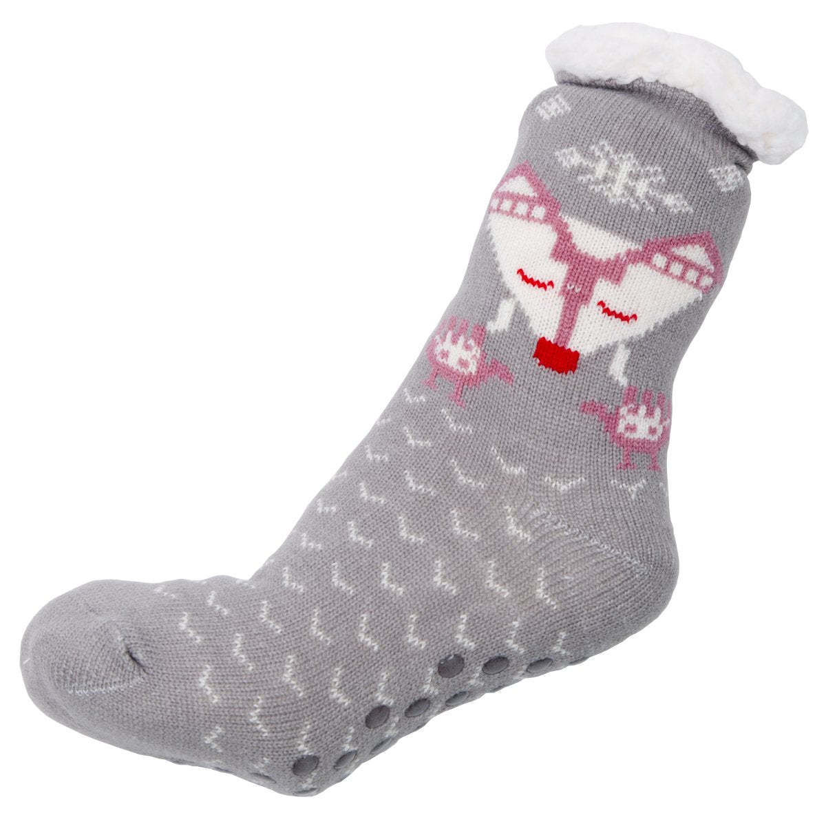 Winter Super Warm Cozy Knitted Sherpa Lined Non-Slip Bootie Slipper Socks - Ultra Soft Indoor/Outdoor House Shoes for Women & Men - Perfect for Cold Weather, Lounging & Home Comfort