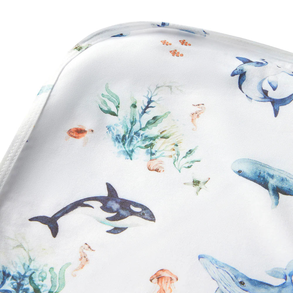 Snuggle Hunny Baby Jersey Wrap & Beanie Set - Soft Newborn Swaddle Blanket & Hat - Perfect for Baby Showers, Newborn Photography & Cozy Nursery Outfits - Ocean Blue