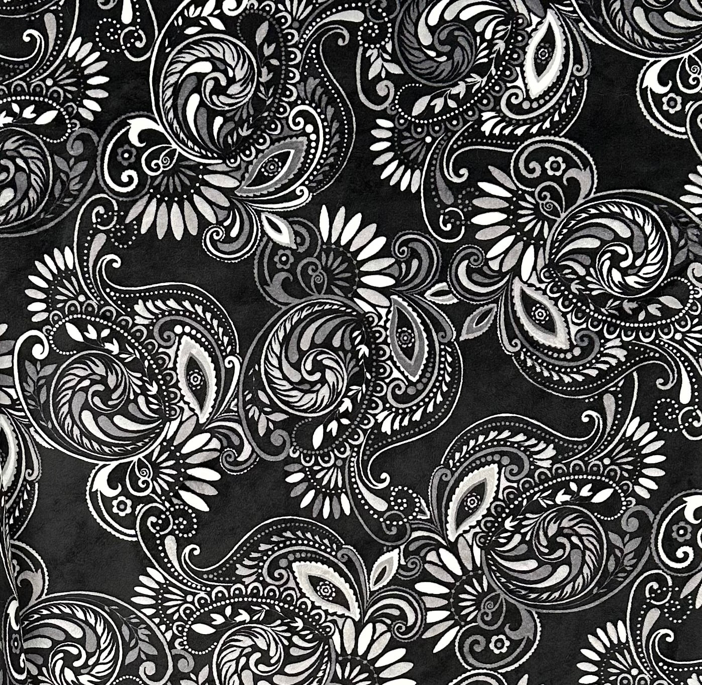 Paisley Black Florence Luxe X Long 51x90 Minky Blanket - Ultra Soft Plush Throw for Bed, Couch & Nursery - Perfect for Cozy Nights, Baby Gifts & Home Decor