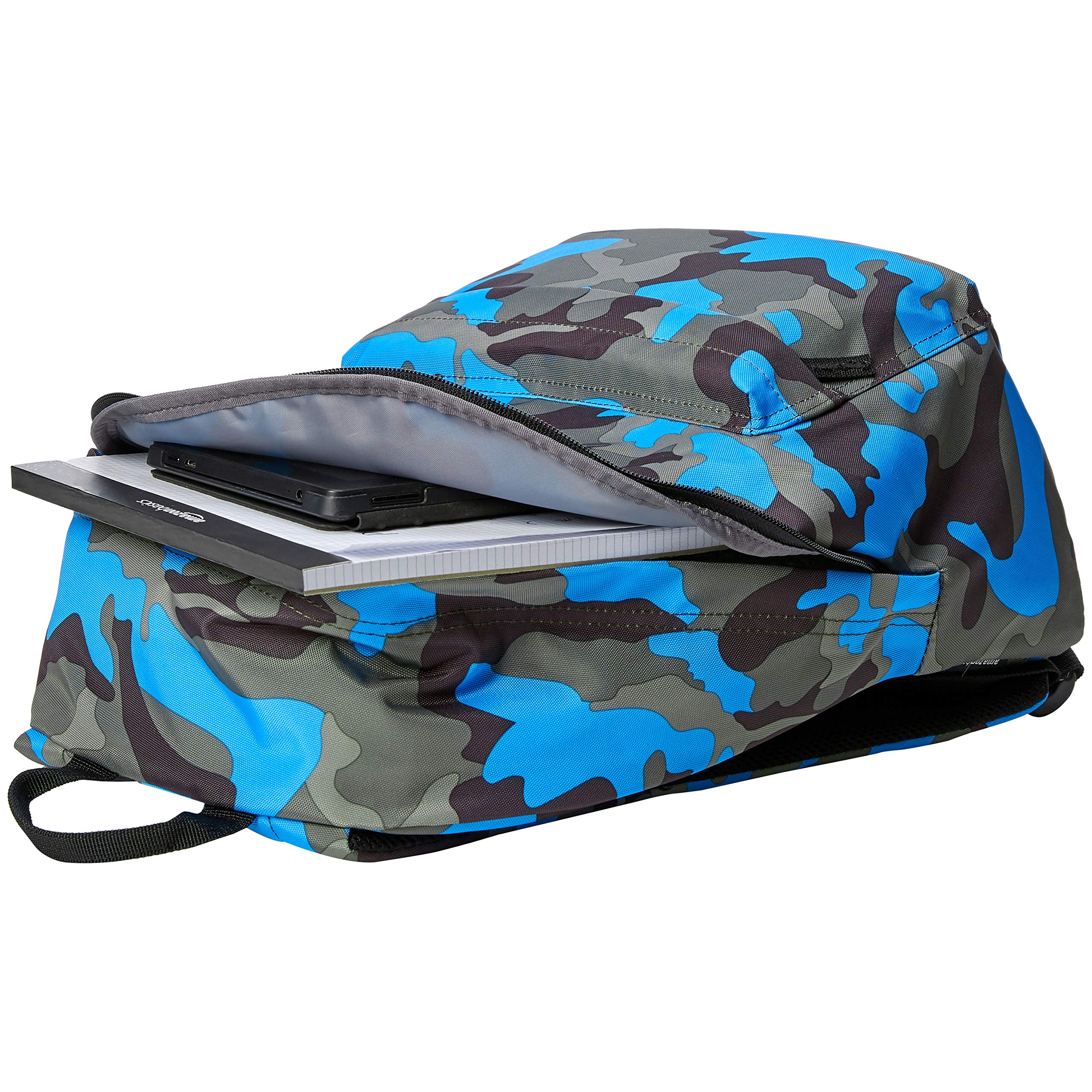 Amazon Basics - Durable Everyday Backpack, Blue Camouflage Design for School, Travel & Outdoor Adventures