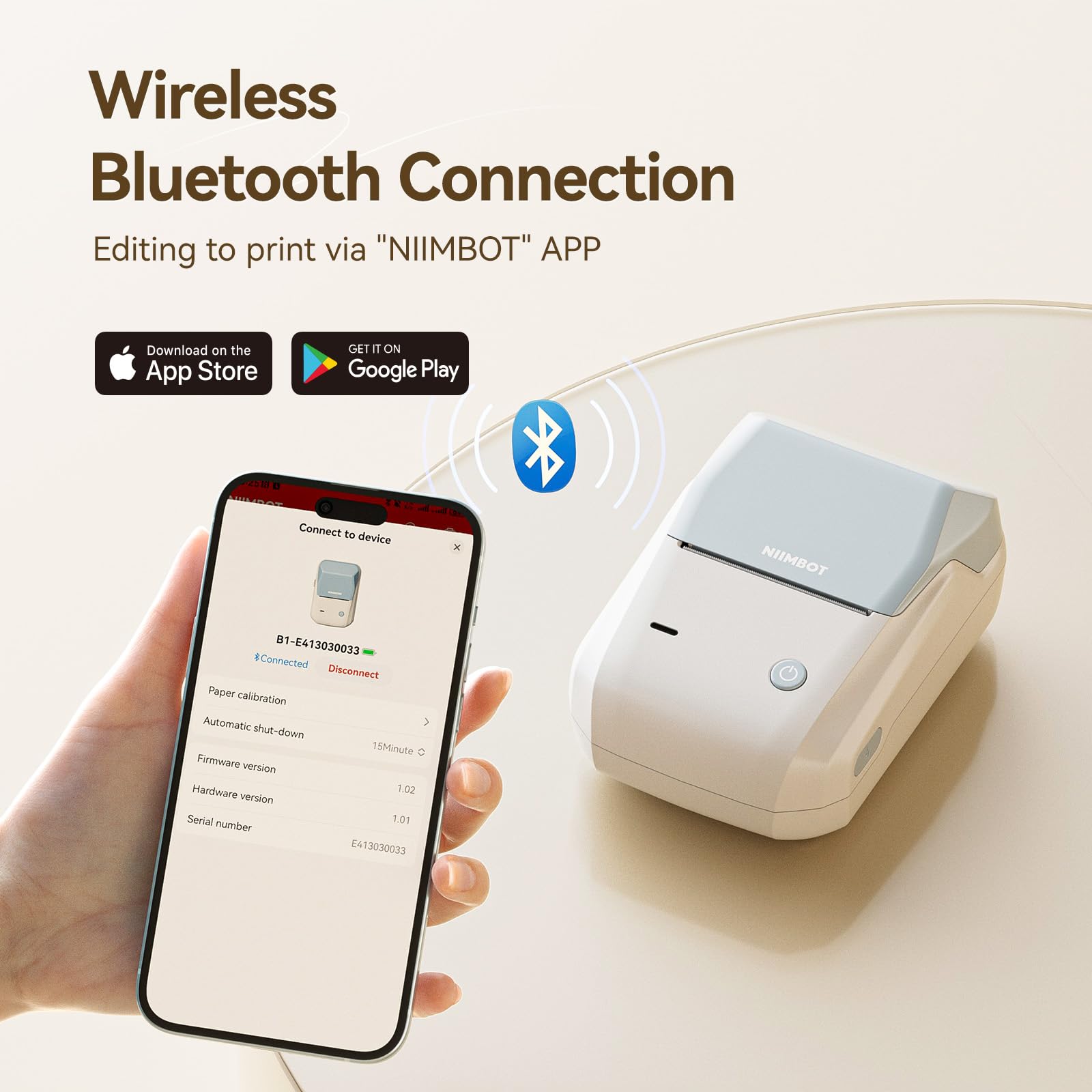 NIIMBOT B1 Bluetooth Thermal Barcode Label Printer - Portable Sticker Maker for Home, Office, Mailing, Bakery & Retail | Wireless Compatible with Smartphone & Computer (Sky Blue) | Perfect for Organizing, Shipping & Small Business Labeling