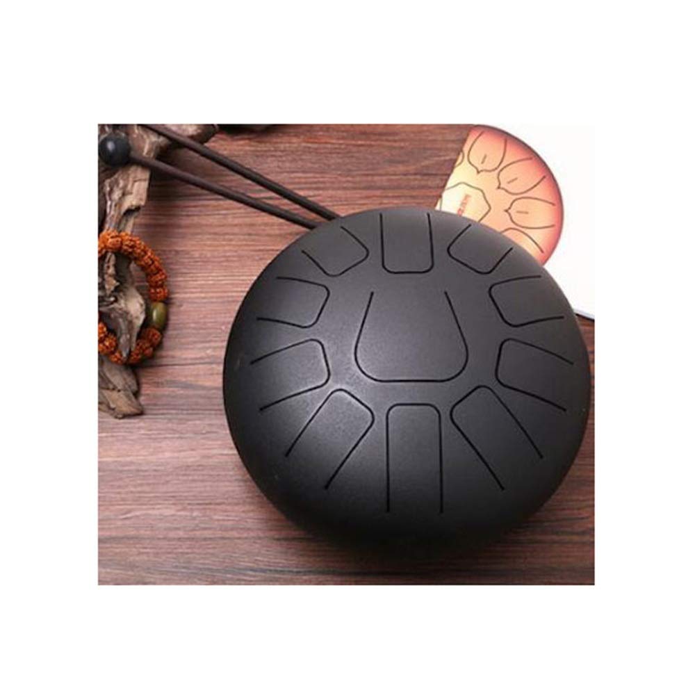 6 Inch Empty Spirit Drum - Hollow Steel Tongue Drum for Beginners | Handcrafted Musical Instrument for Kids & Adults | Meditation, Yoga & Stress Relief | Black Blue Color