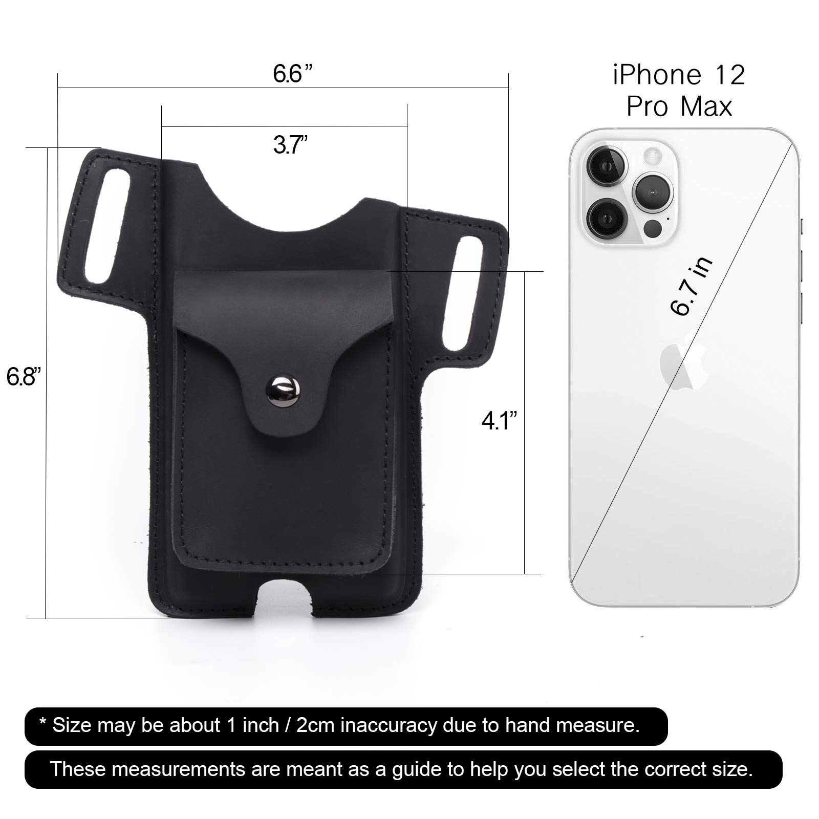 Gentlestache Leather Cell Phone Holster for Belt - Premium Leather Phone Case with Small Pocket - Perfect for Work, Travel & Outdoor Activities