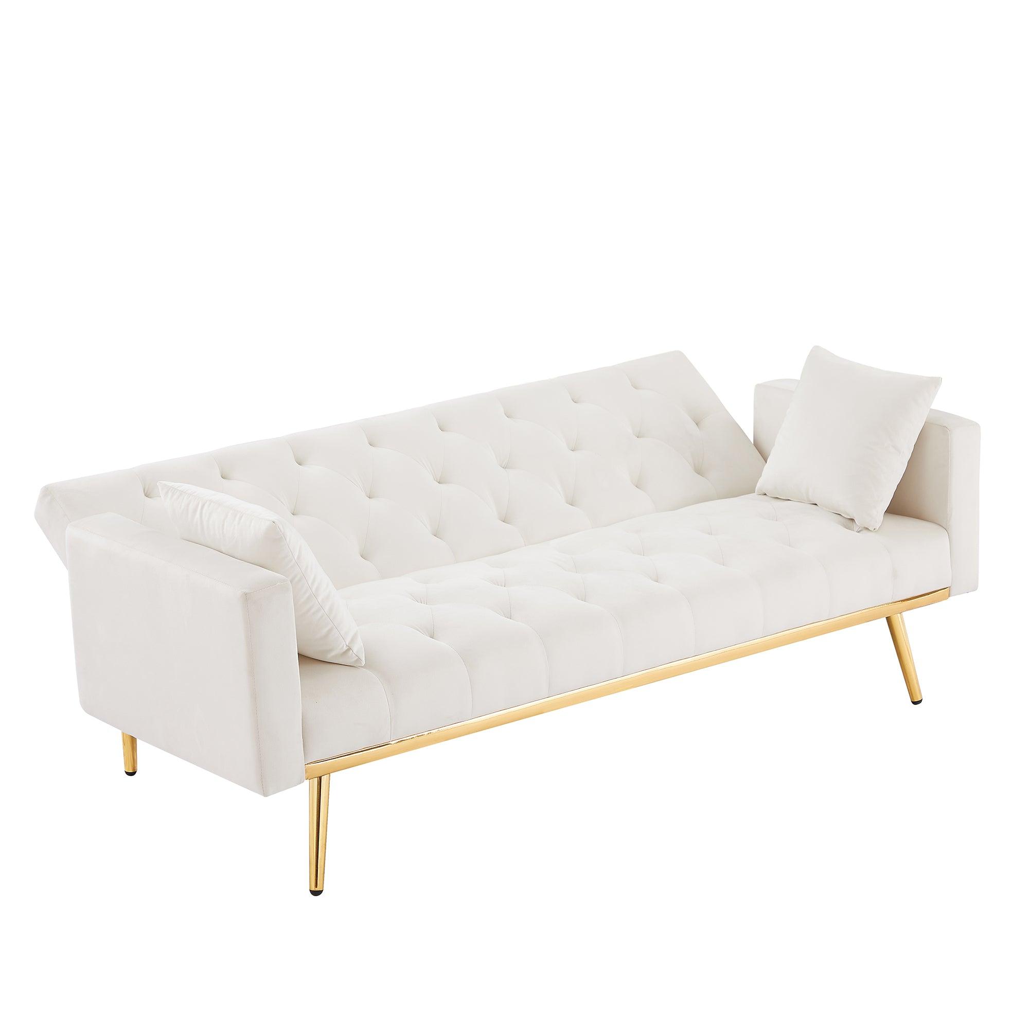 Cream White Convertible Folding Futon Sofa Bed - Space Saving Sleeper Couch for Small Apartments, Guest Rooms & Studio Living | Perfect for Compact Spaces, Overnight Guests & Multi-Functional Furniture Needs