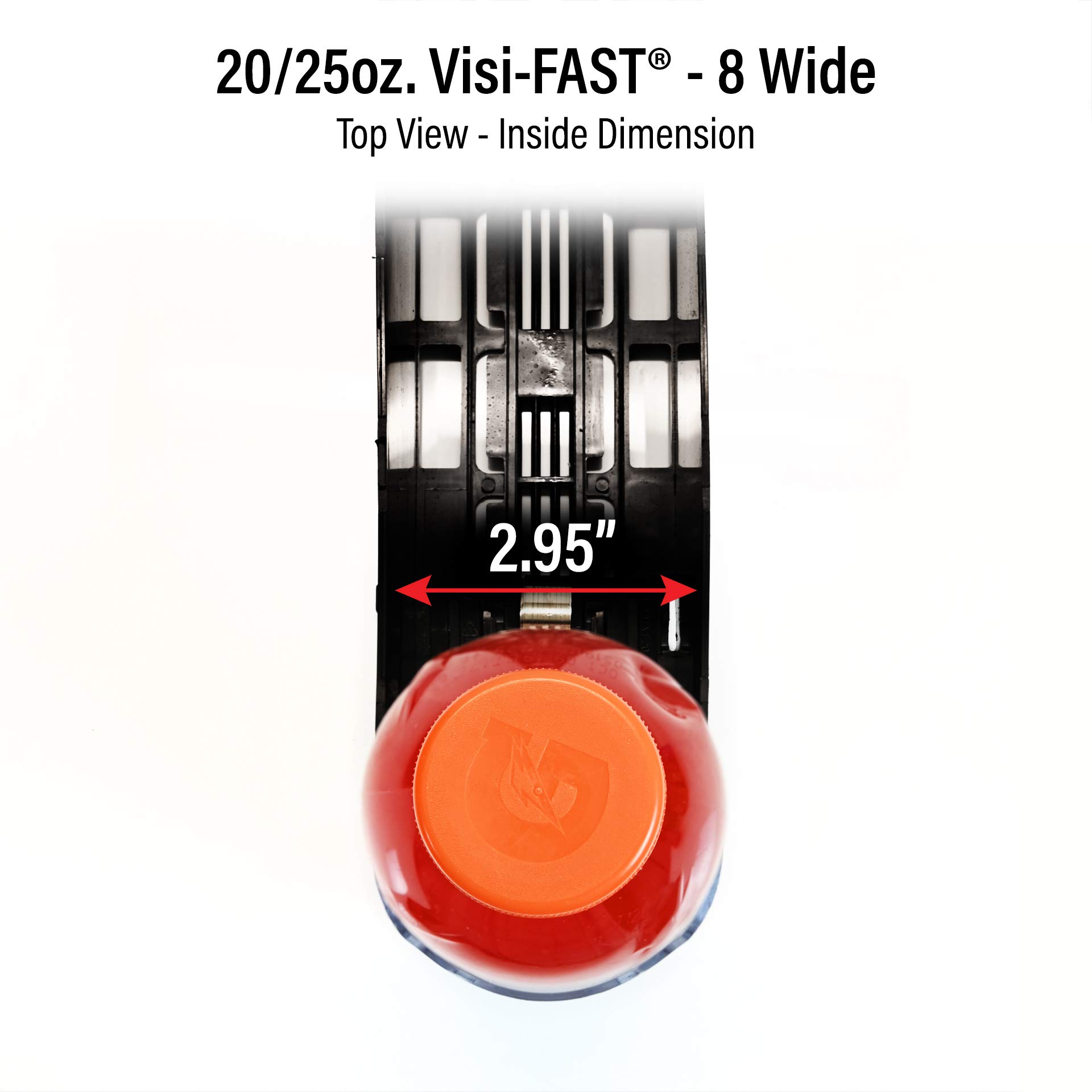 Visi-FAST Spring Push Drink Dispenser & Fridge Organizer for 20/25oz Bottles, Cans - Commercial & Home Refrigerator Storage (6-Pack) - Perfect for Soda, Juice, Water Organization in Restaurants, Bars, Offices and Home Kitchens