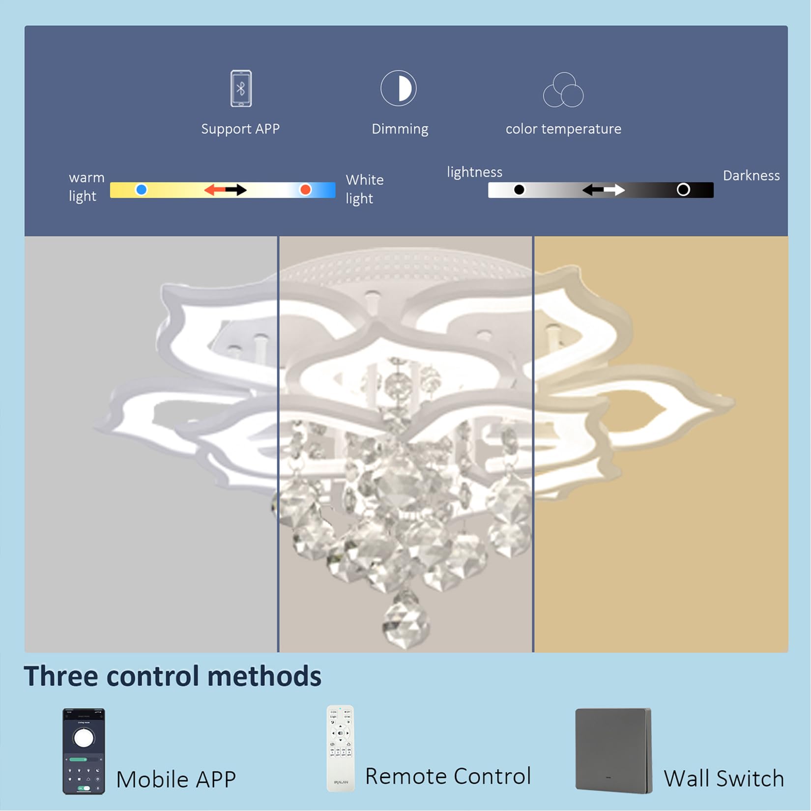 Modern Crystal Flush Mount LED Chandelier - 26.8