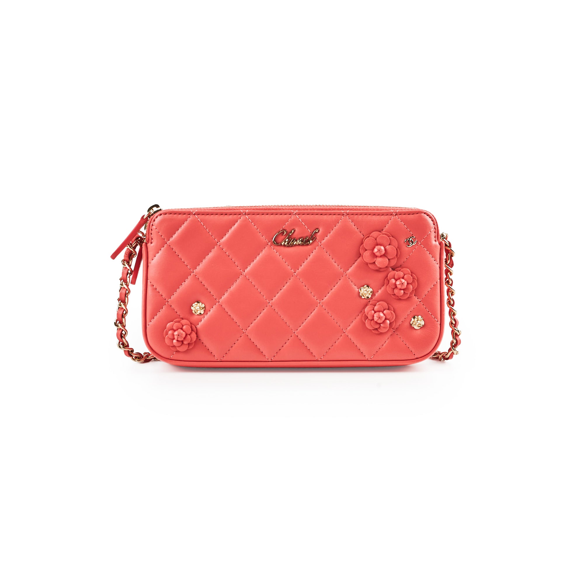 Chanel Small Camelia CC Clutch with Chain Coral - Elegant Evening Bag for Women | Perfect for Parties, Weddings & Special Occasions